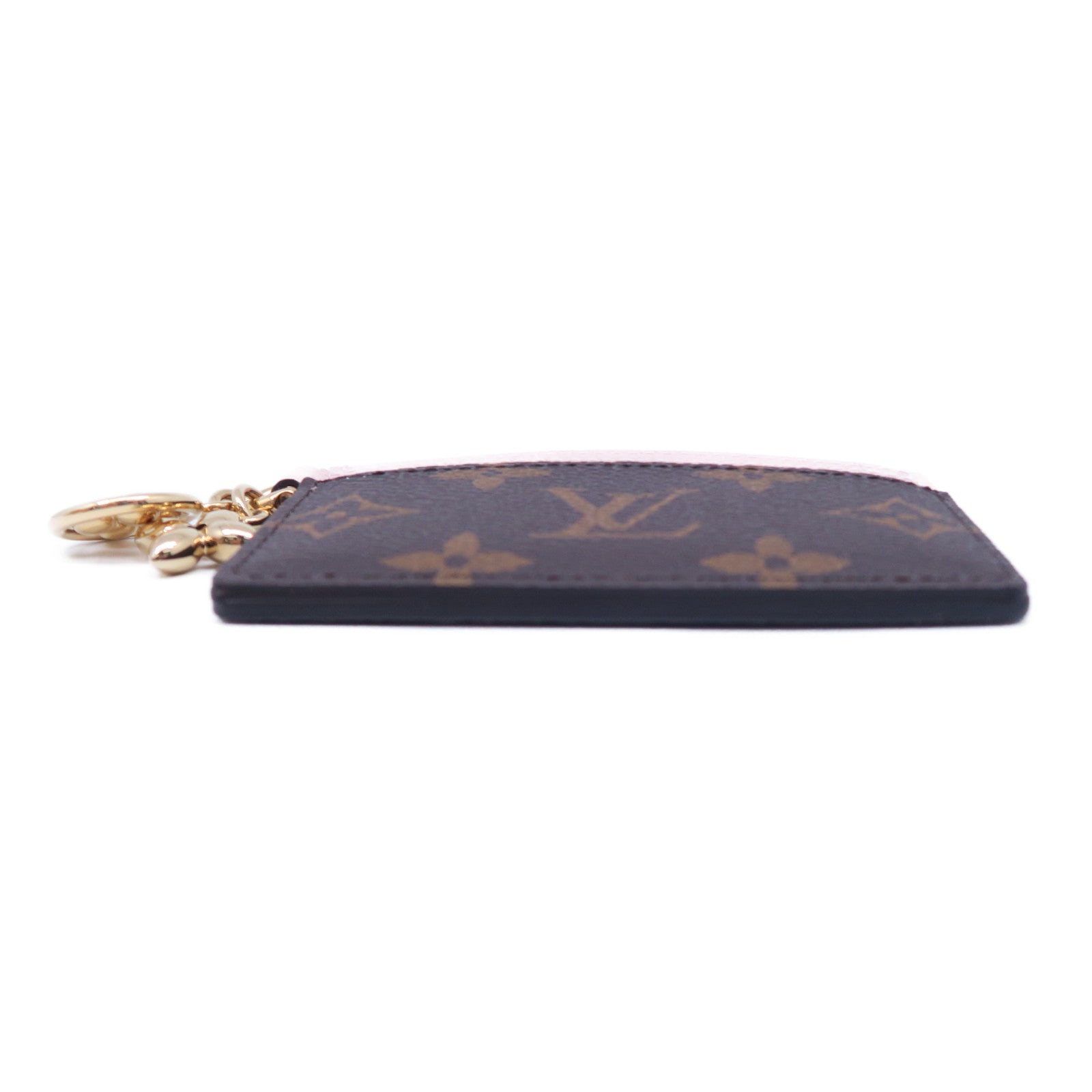 LOUIS VUITTON Monogram Charms Card Holder金扣卡片套啡色/粉紅色
