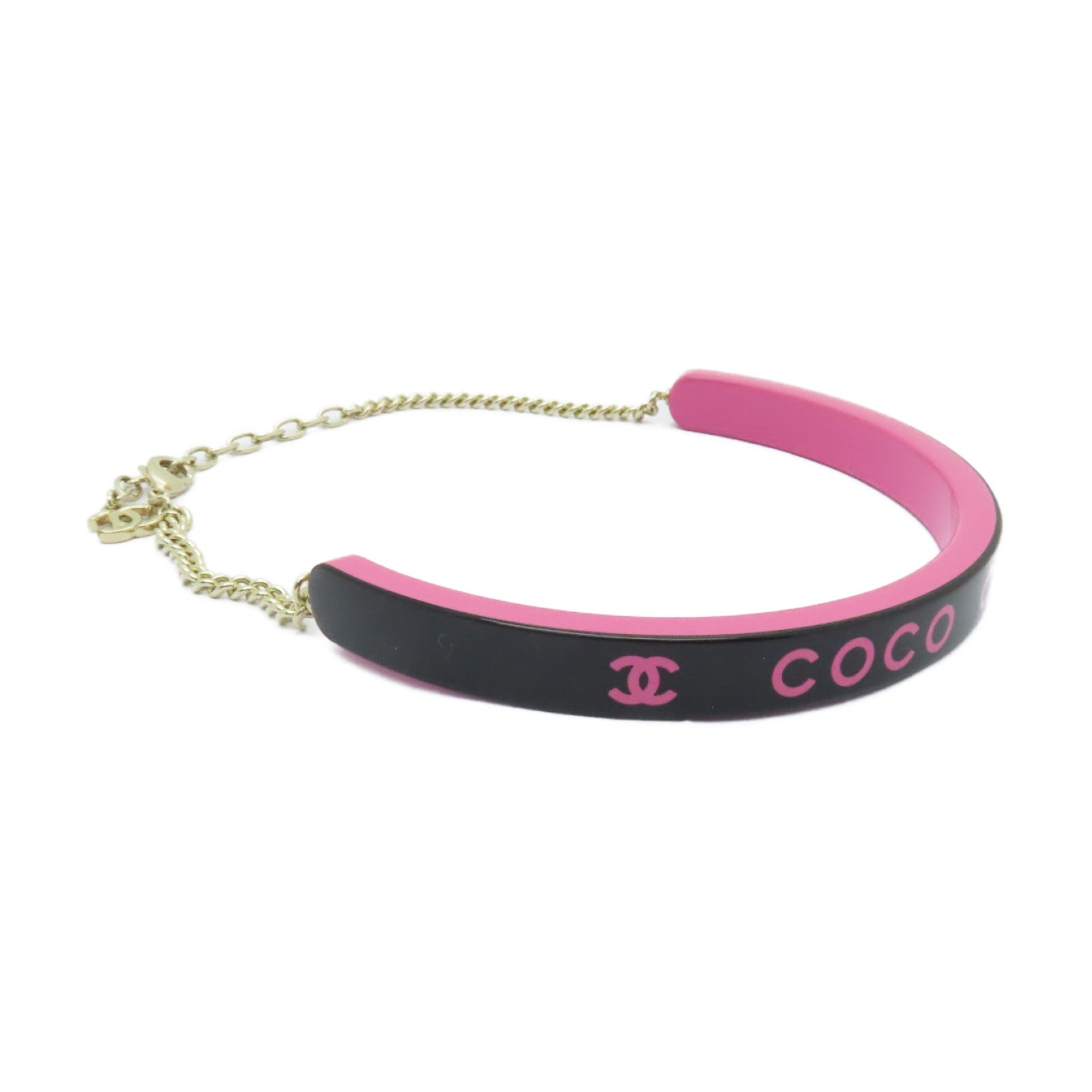 CHANEL PVC/金屬Necklace項鍊粉紅色/黒色