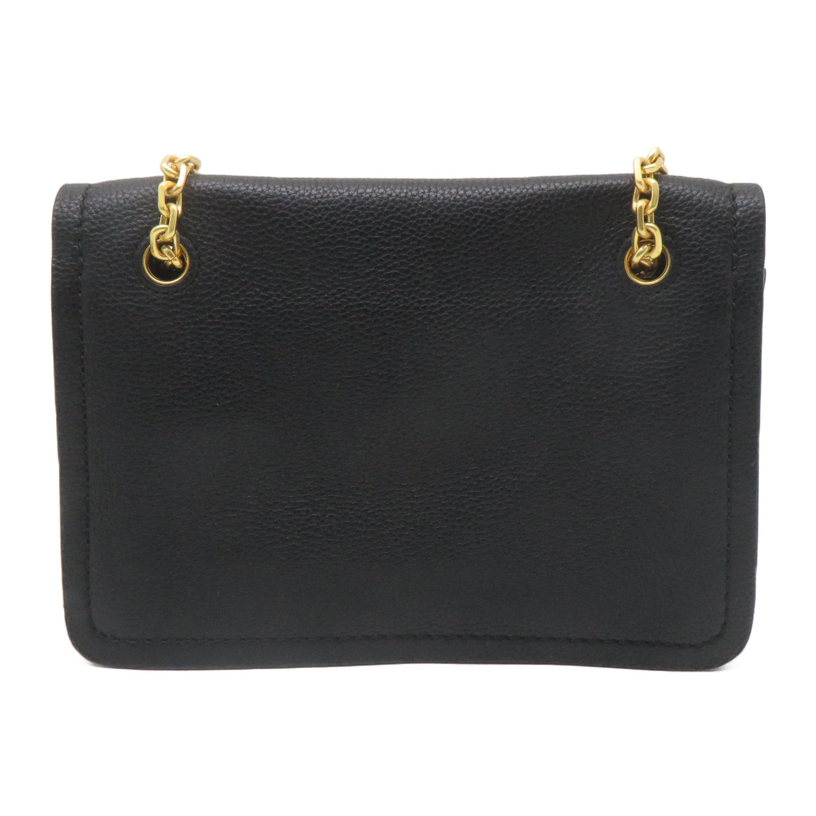 Tory Burch 牛皮皮革Chain Shoulder金扣鏈帶肩背袋黑色