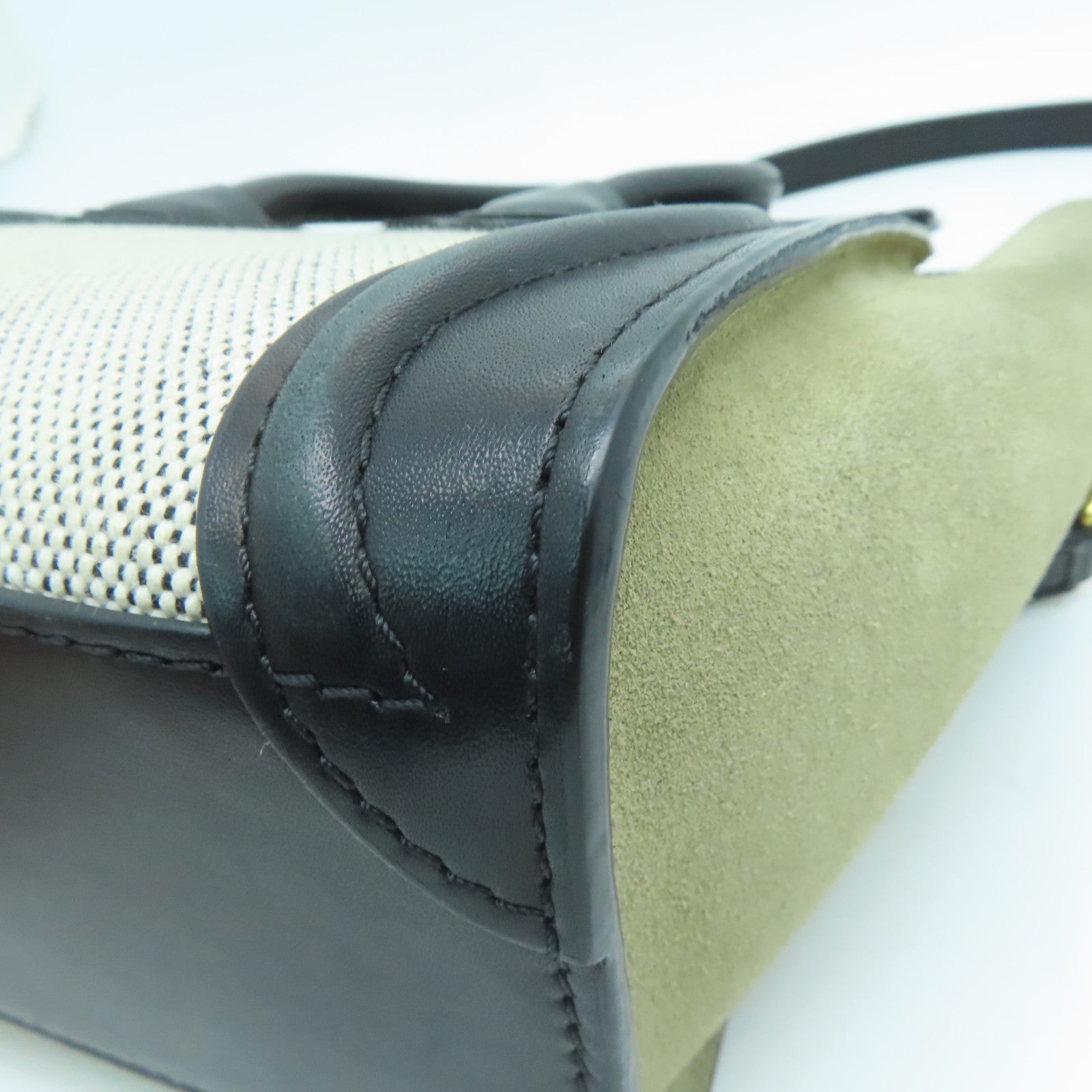 CELINE 牛皮皮革/帆布Nano Luggage 2 Way Shoulder 金扣手挽肩背两用袋黑色