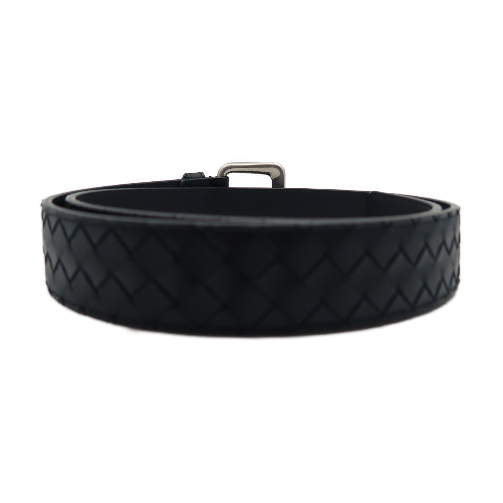 BOTTEGA VENETA 羊皮皮革Belt 90cm銀扣皮帶黑色