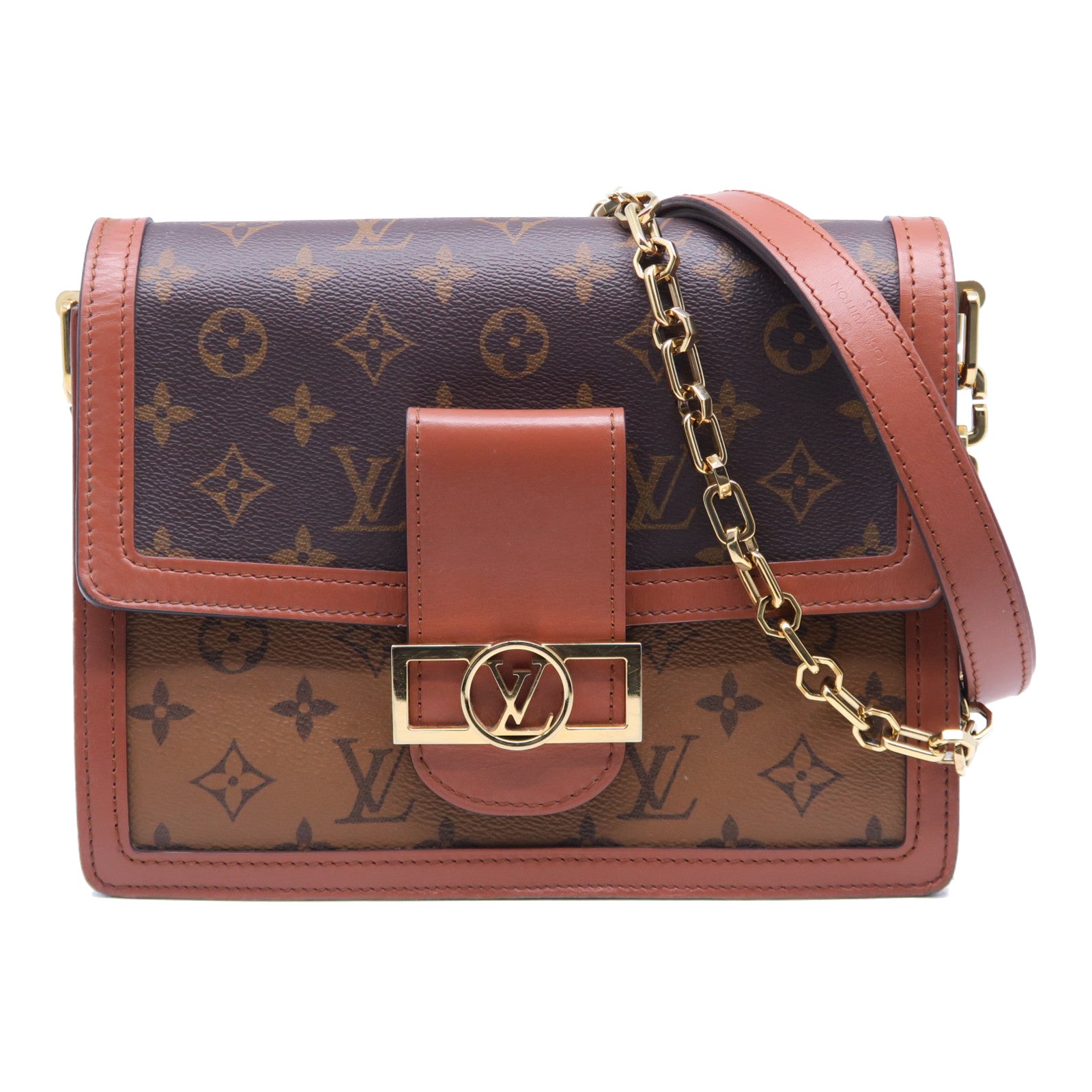 LOUIS VUITTON Monogram Dauphine MM金扣肩背袋啡色
