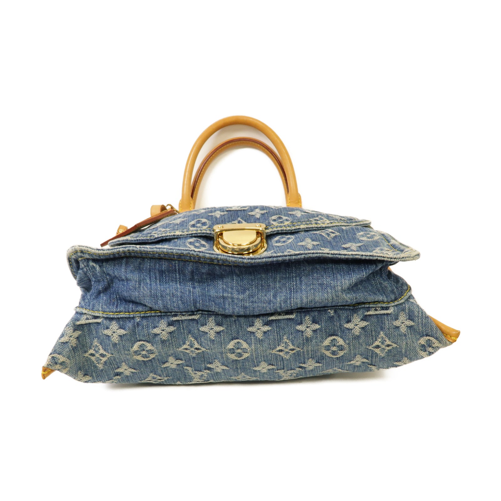 LOUIS VUITTON Monogram Denim Flat Shopper Tote金扣手挽袋藍色/啡色