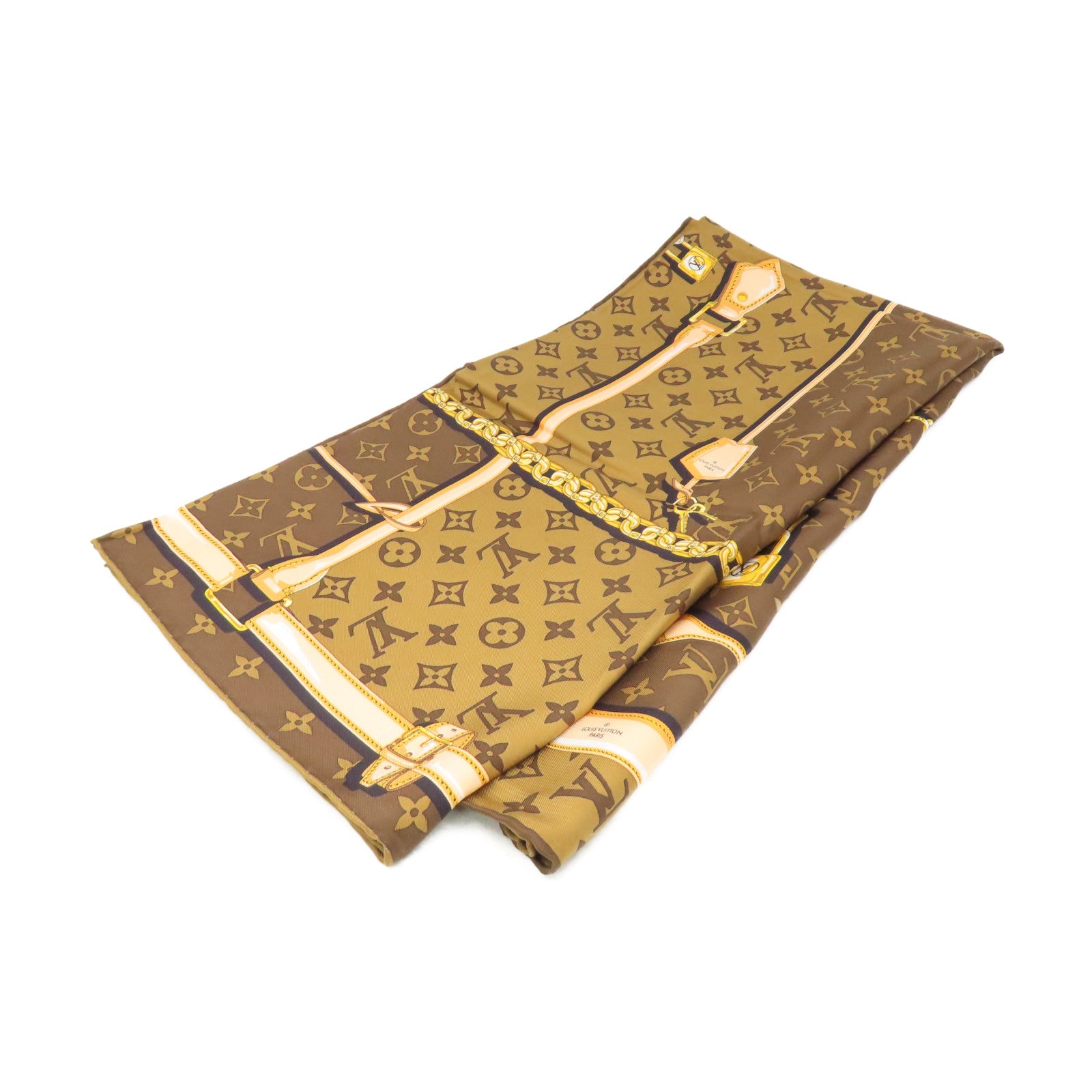 LOUIS VUITTON 絲質Monogram Confidential Square S00 Scarf絲巾啡色