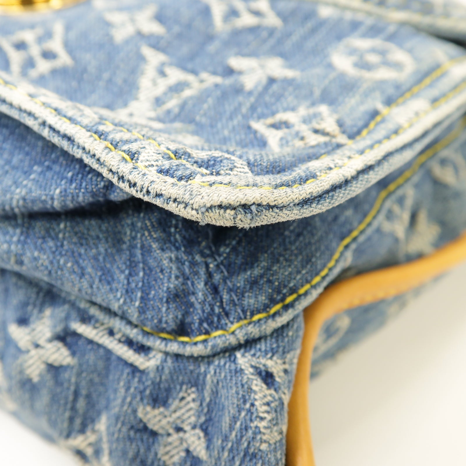 LOUIS VUITTON Monogram Denim Flat Shopper Tote金扣手挽袋藍色/啡色