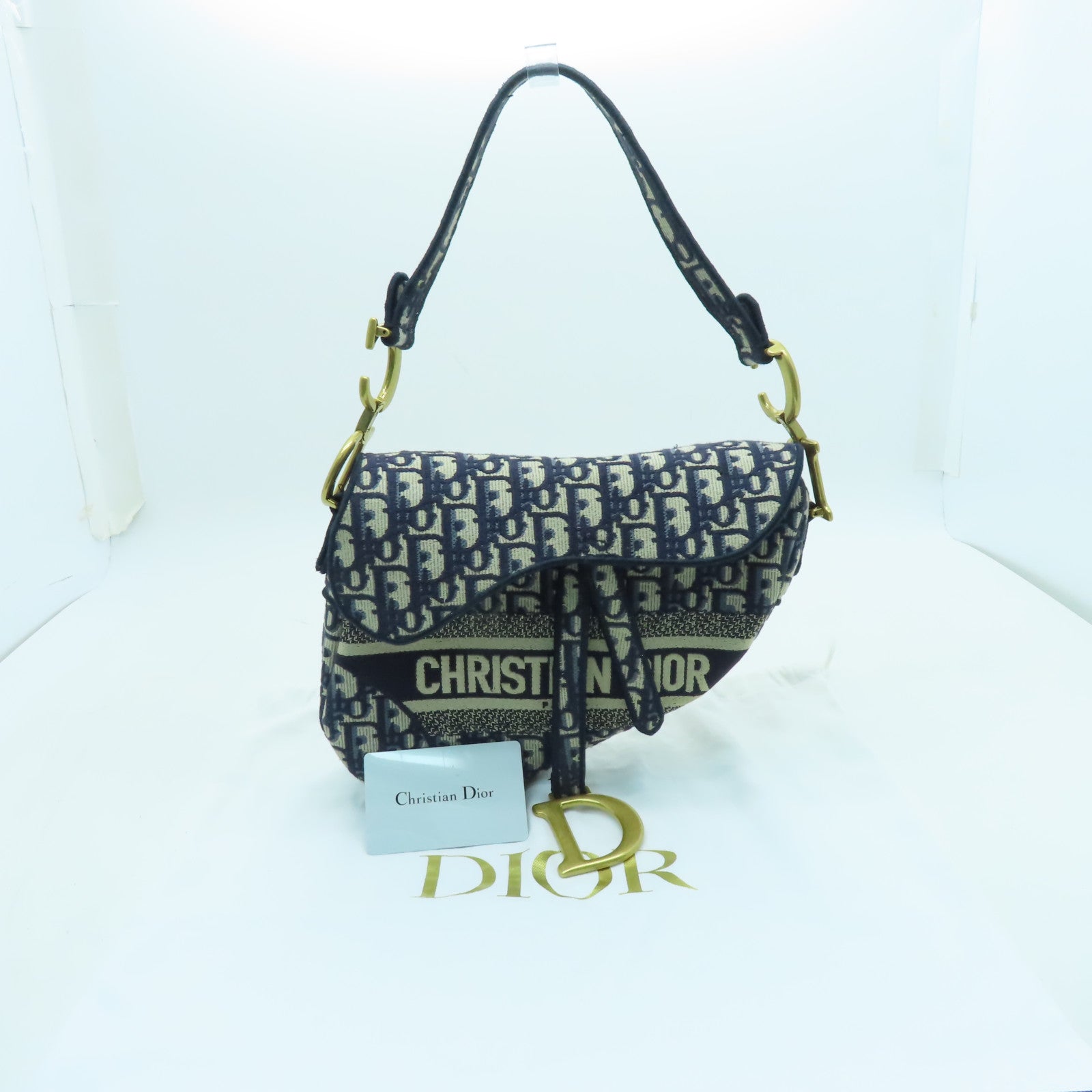 Dior 帆布Saddle金扣肩背袋蓝色