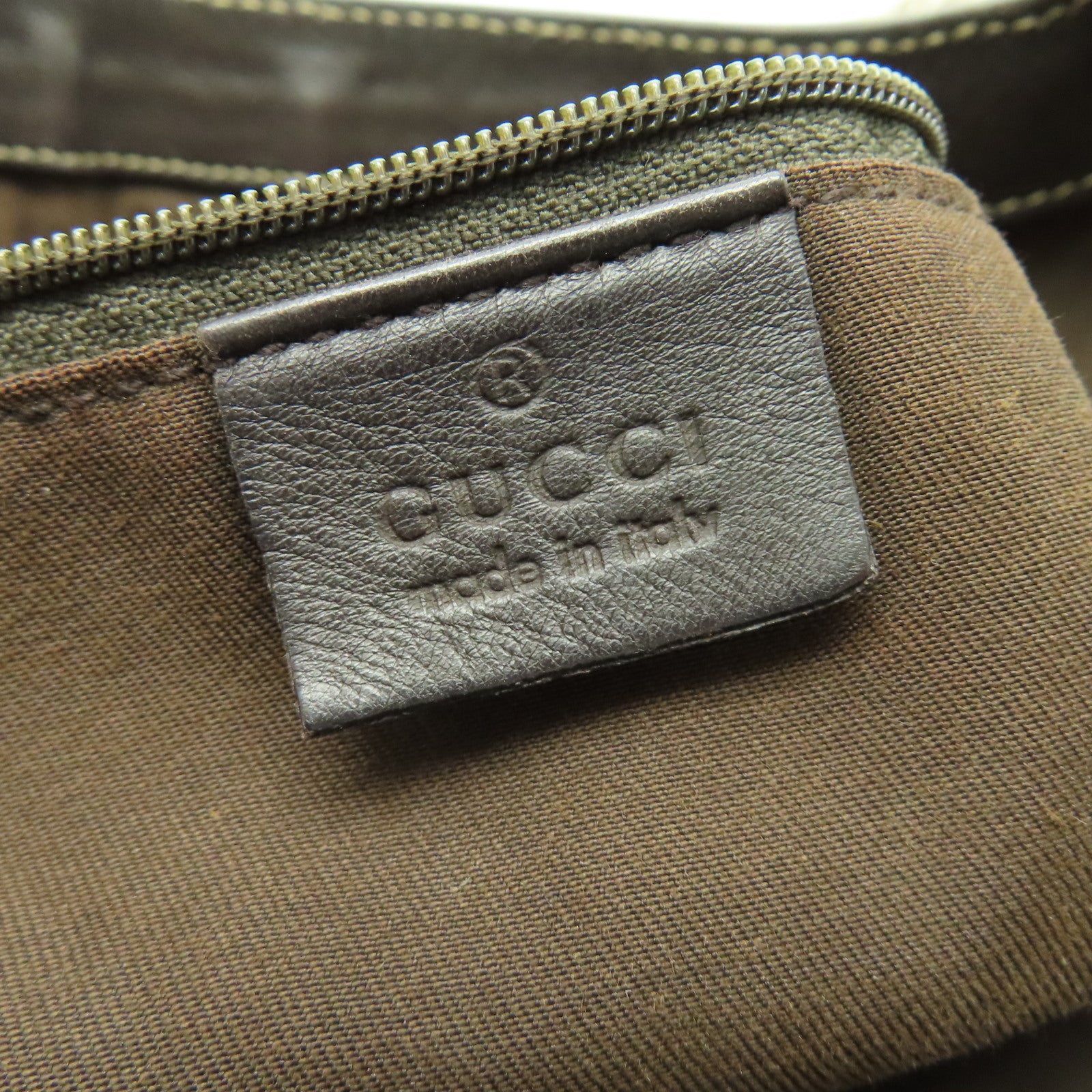 GUCCI 帆布Tote Bag金扣手挽袋棕色