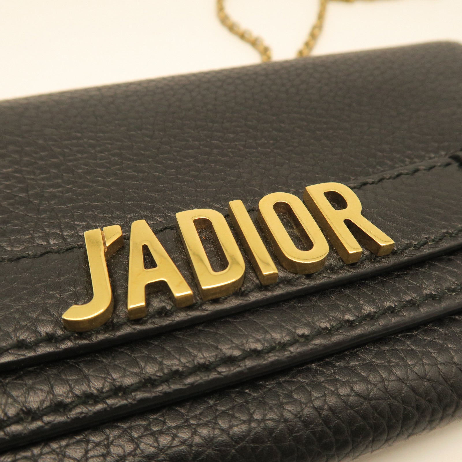 Dior Leather Chain Shoulder Gold Buckle Shoulder Bag Black