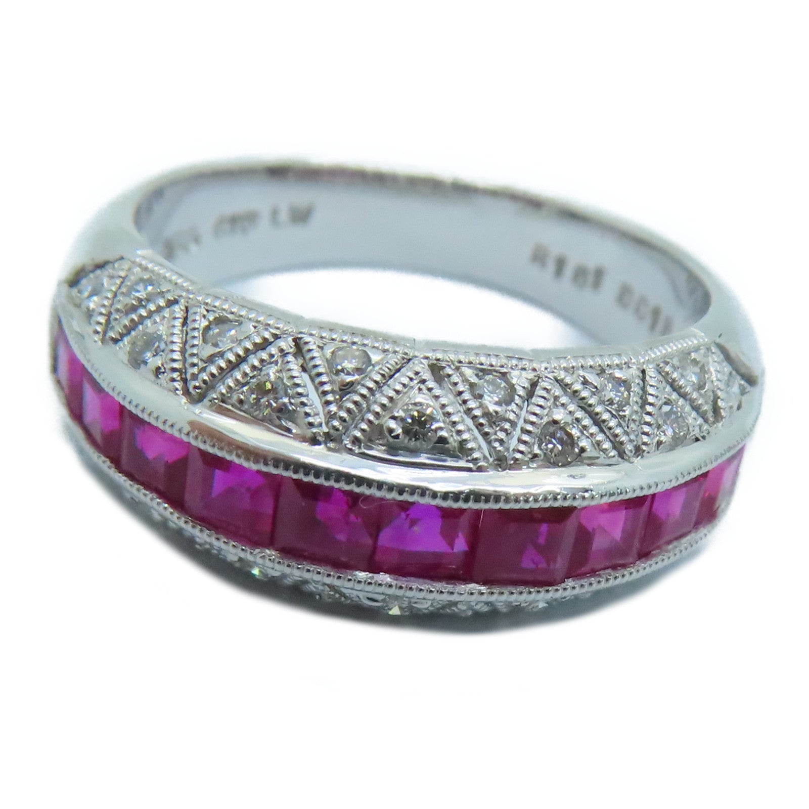 JEWELRY 18K白金Ruby Diamond Ring1.61ct红宝石/0.15ct钻石戒指US#6