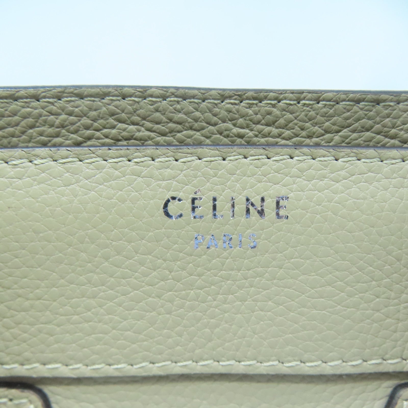 CELINE Cowhide Leather Micro Luggage Silver Buckle Handle Bag Gray