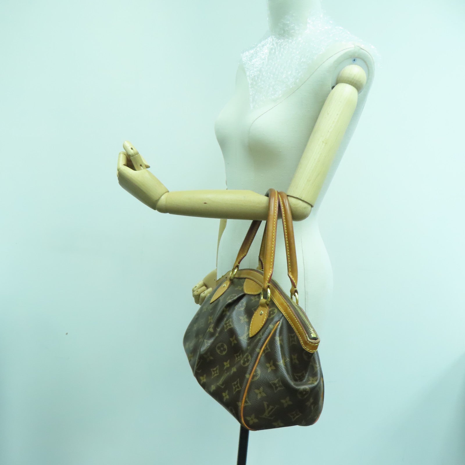 LOUIS VUITTON Monogram Tivoli PM金扣手挽袋/肩背袋啡色