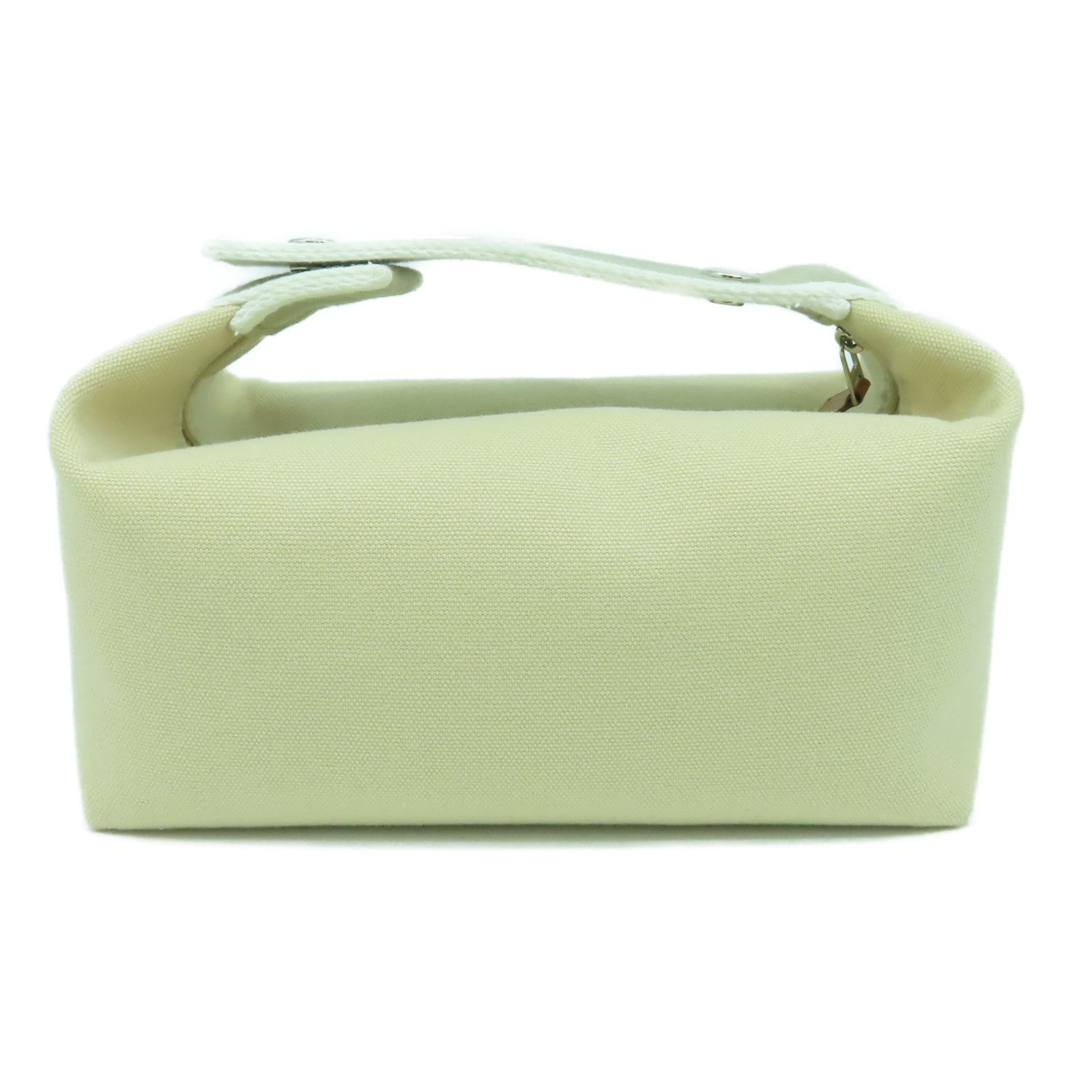 HERMES 帆布Bride A Brac銀扣手挽袋米色