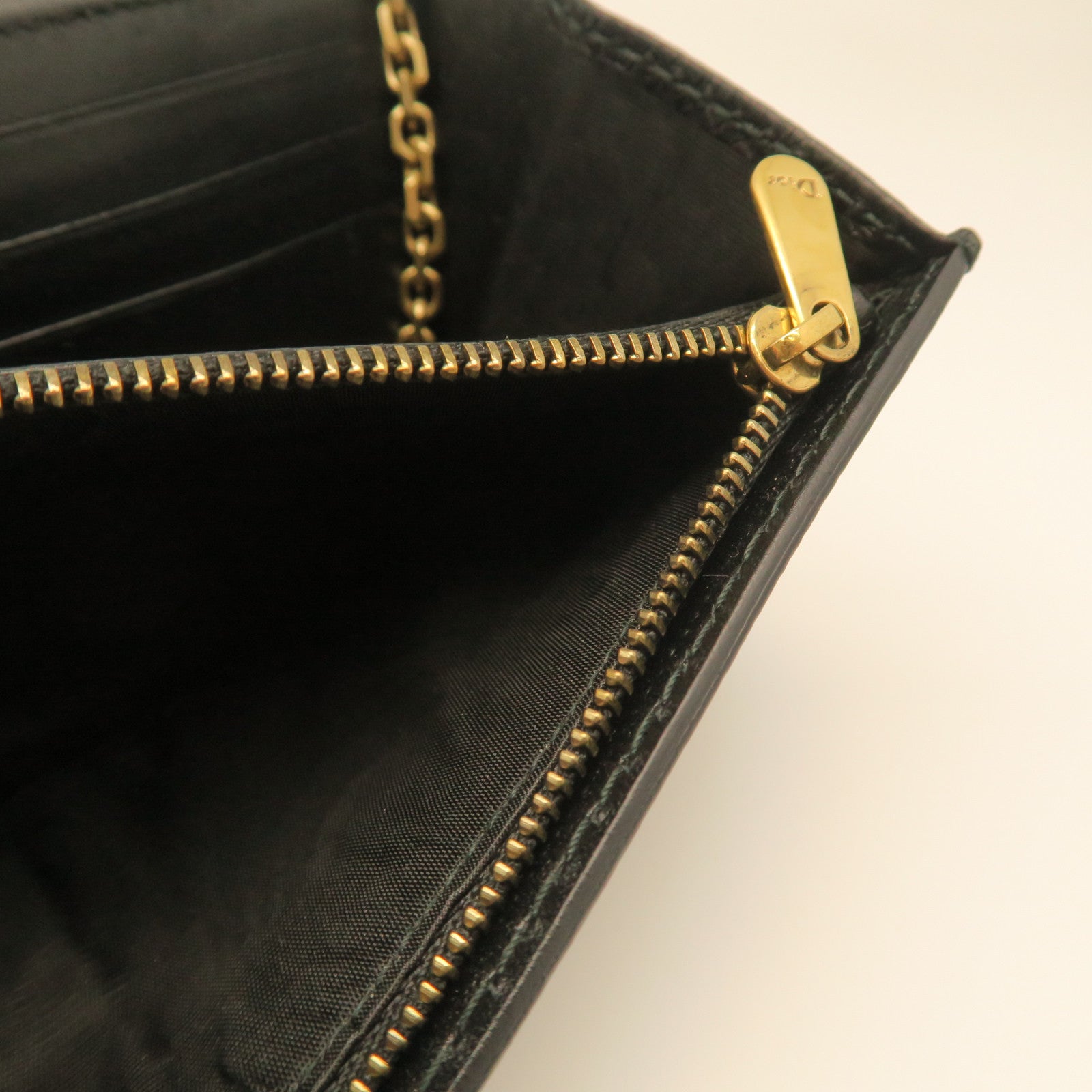 Dior Leather Chain Shoulder Gold Buckle Shoulder Bag Black
