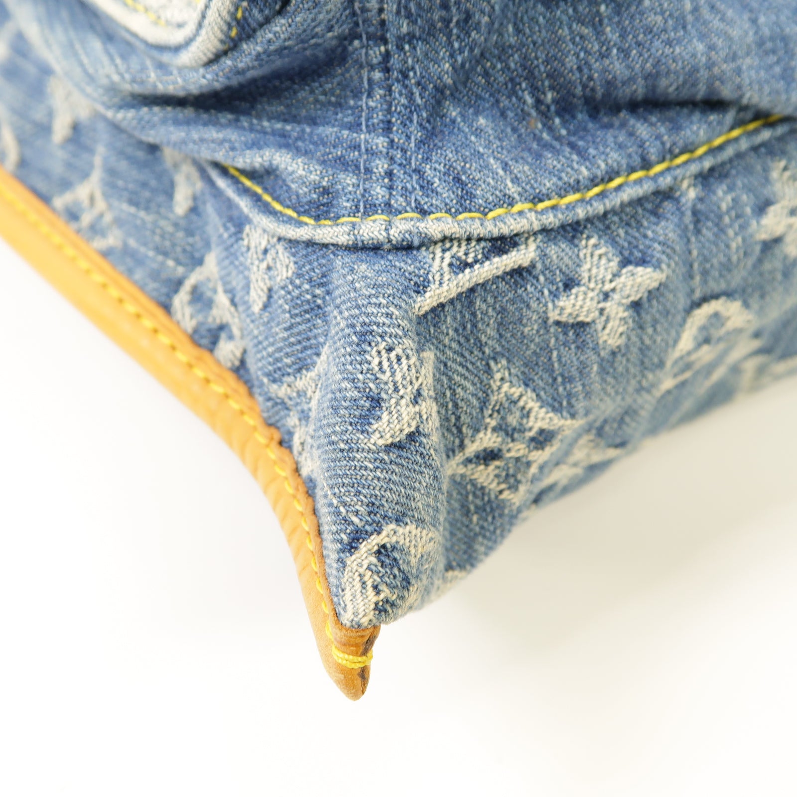 LOUIS VUITTON Monogram Denim Flat Shopper Tote金扣手挽袋藍色/啡色