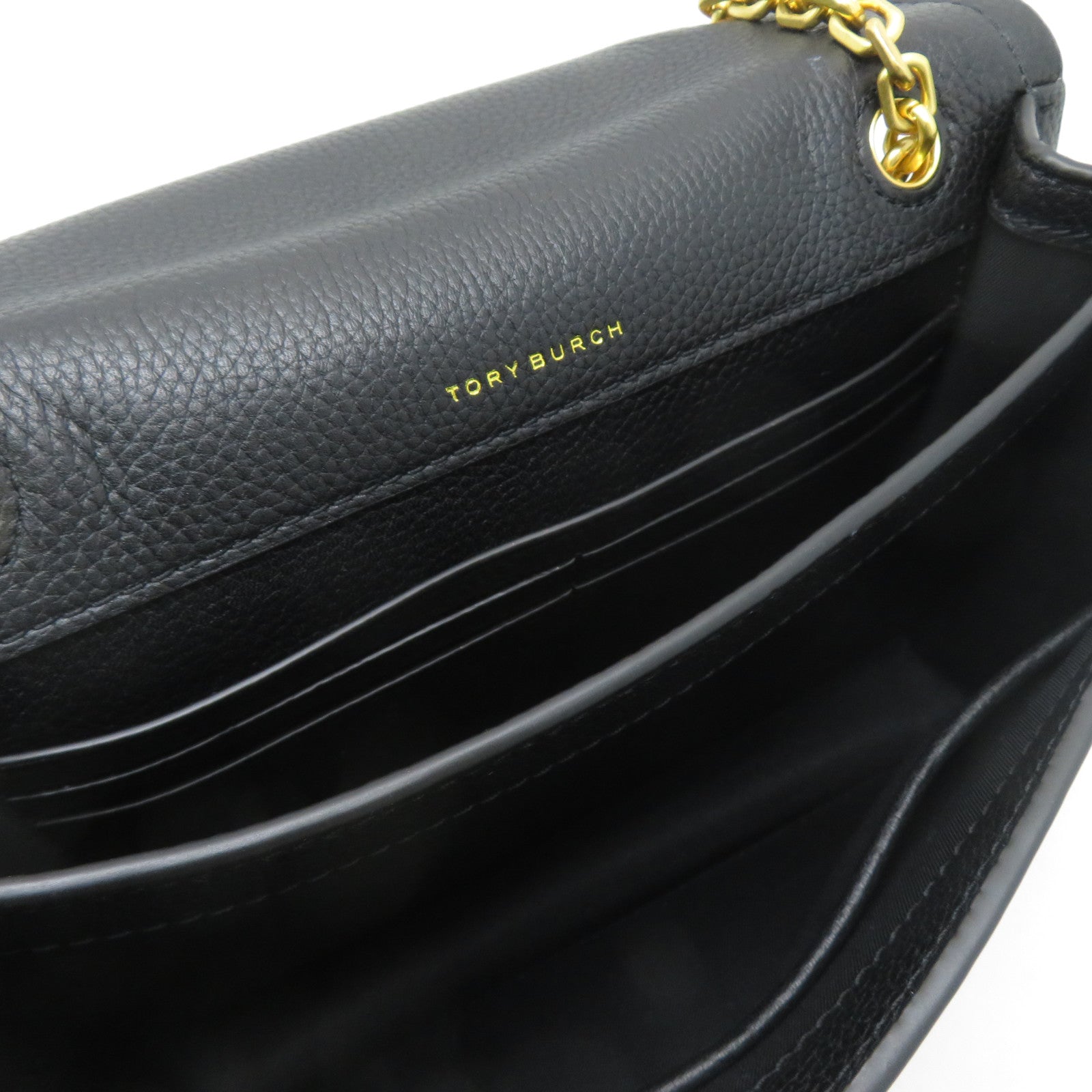 Tory Burch 牛皮皮革Chain Shoulder金扣鏈帶肩背袋黑色