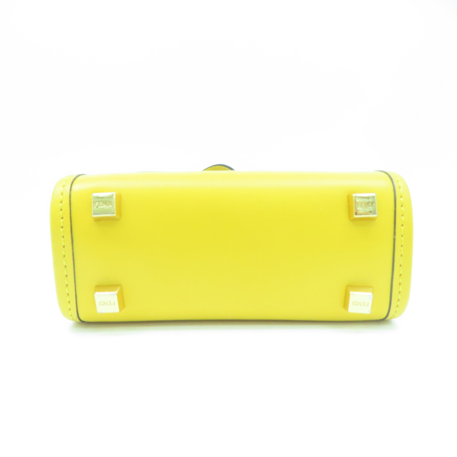 FENDI 牛皮皮革Mini Sunshine金扣肩背袋黃色