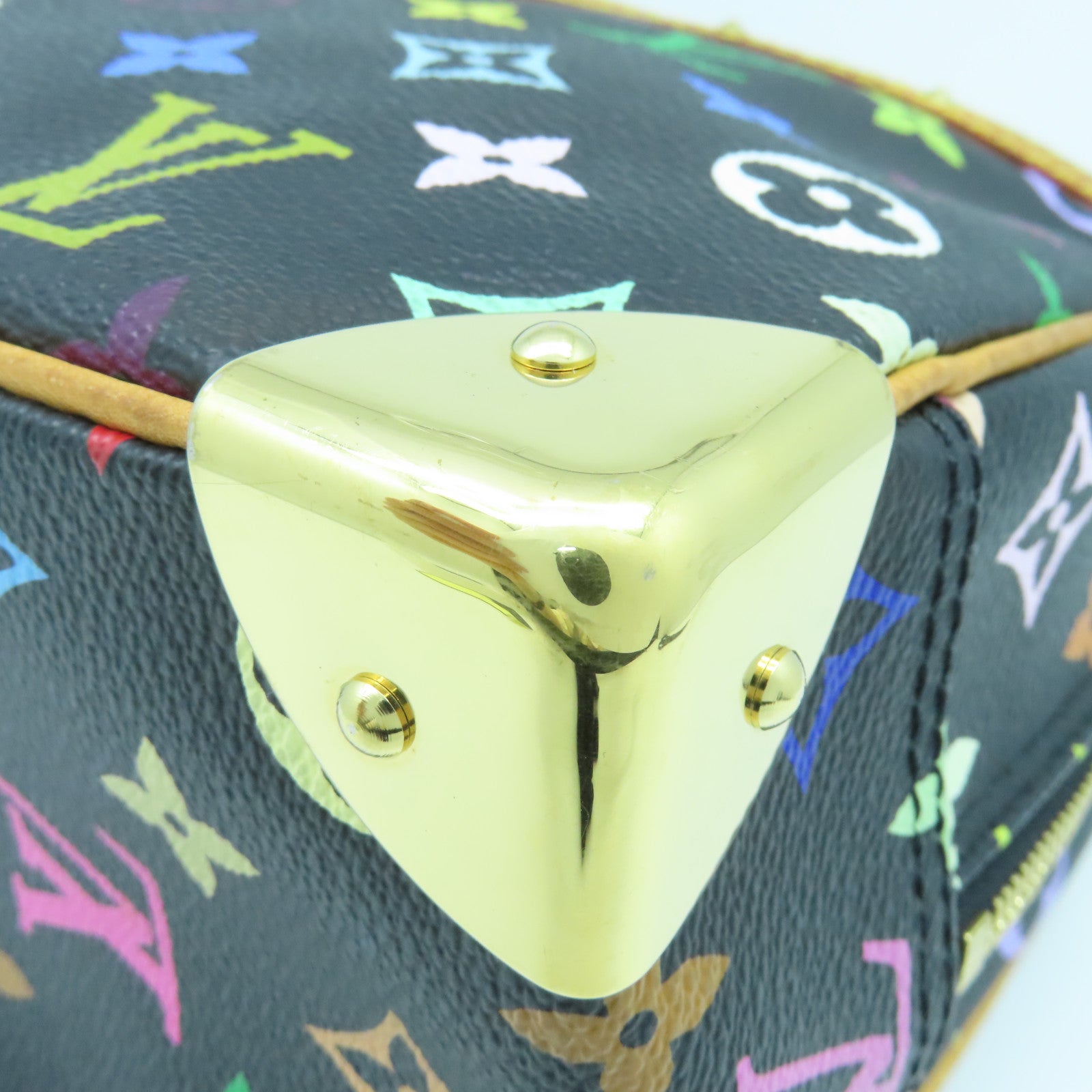 LOUIS VUITTON Monogram Multicolore Trouville金扣手挽袋黑色/彩色