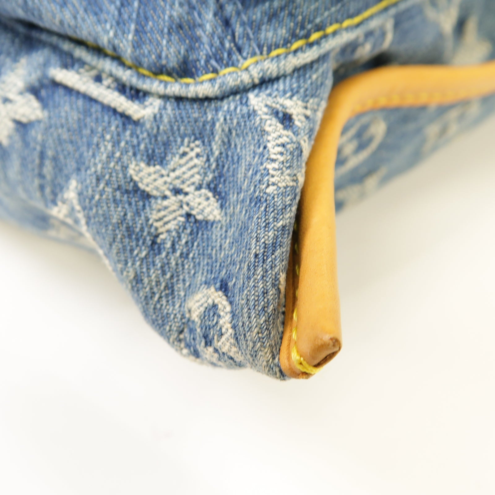 LOUIS VUITTON Monogram Denim Flat Shopper Tote金扣手挽袋藍色/啡色