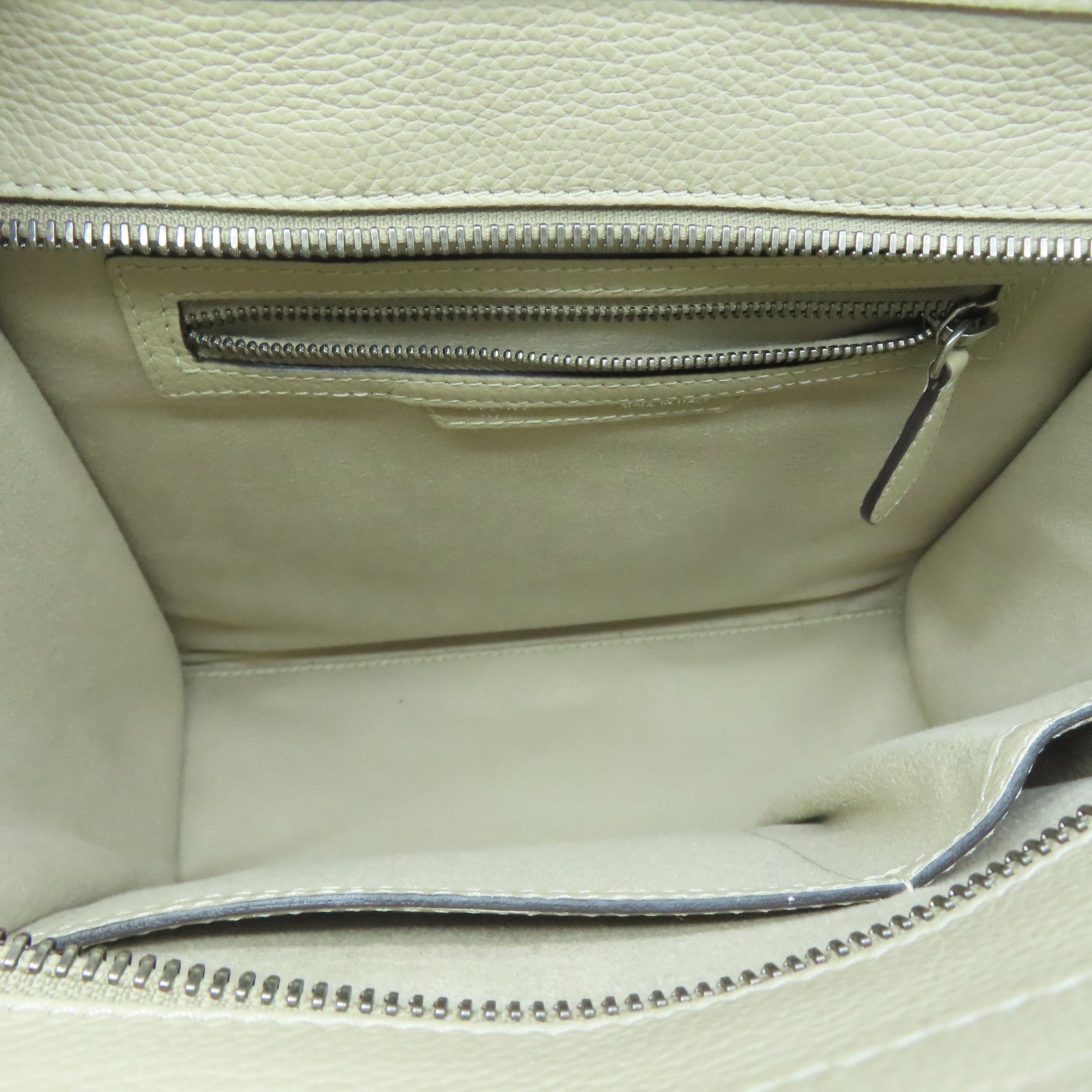 CELINE Cowhide Leather Micro Luggage Silver Buckle Handle Bag Gray