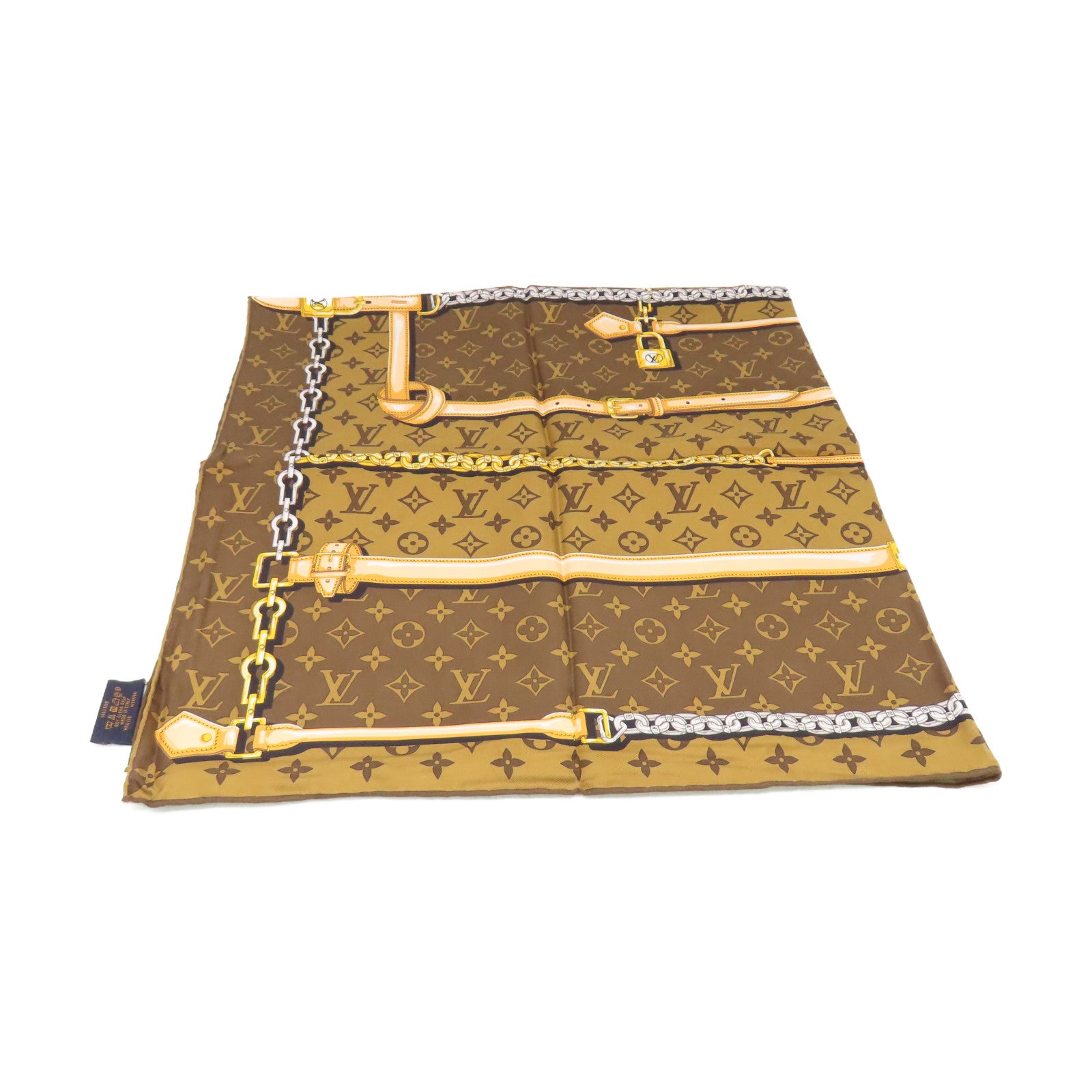 LOUIS VUITTON 絲質Monogram Confidential Square S00 Scarf絲巾啡色