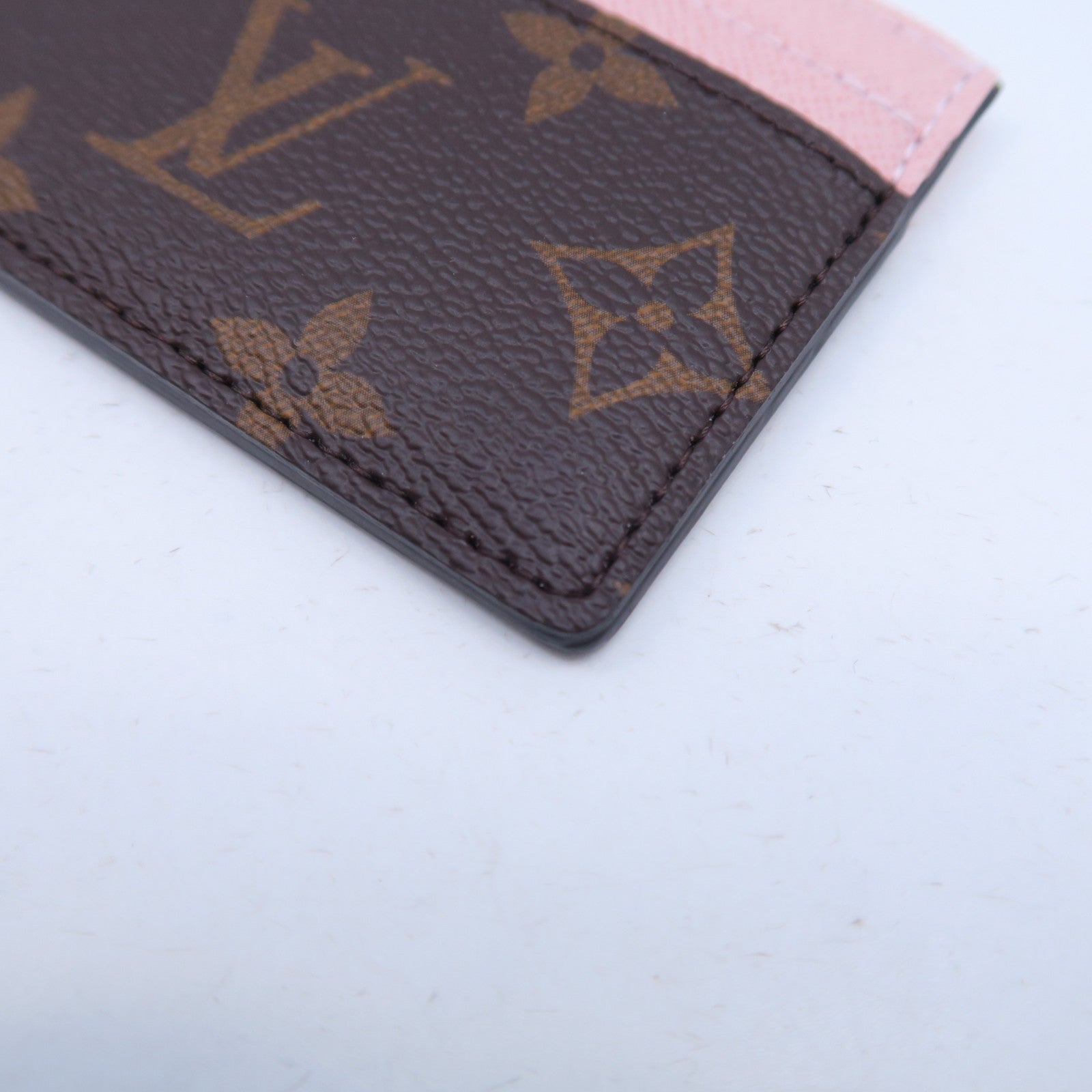 LOUIS VUITTON Monogram Charms Card Holder金扣卡片套啡色/粉紅色
