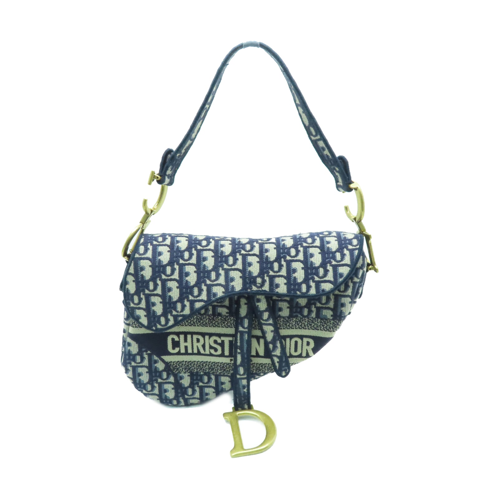 Dior 帆布Saddle金扣肩背袋蓝色