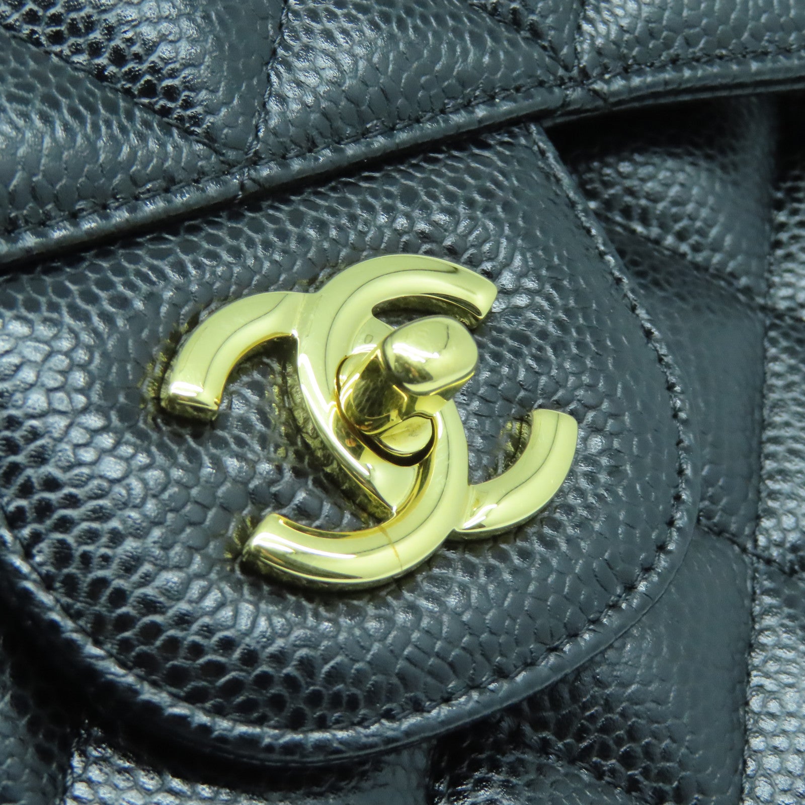 CHANEL 菱格牛皮皮革Chain Shoulder Bag金扣链带肩背袋黑色