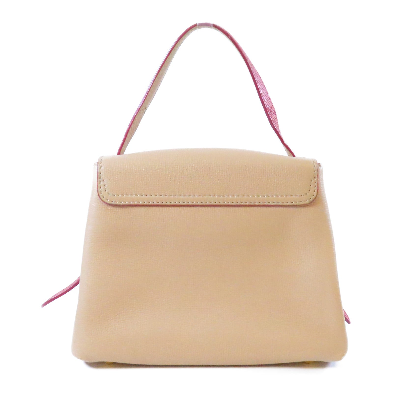 BURBERRY 牛皮皮革2 Way Shoulder Bag金扣手挽肩背兩用袋紅色/米色