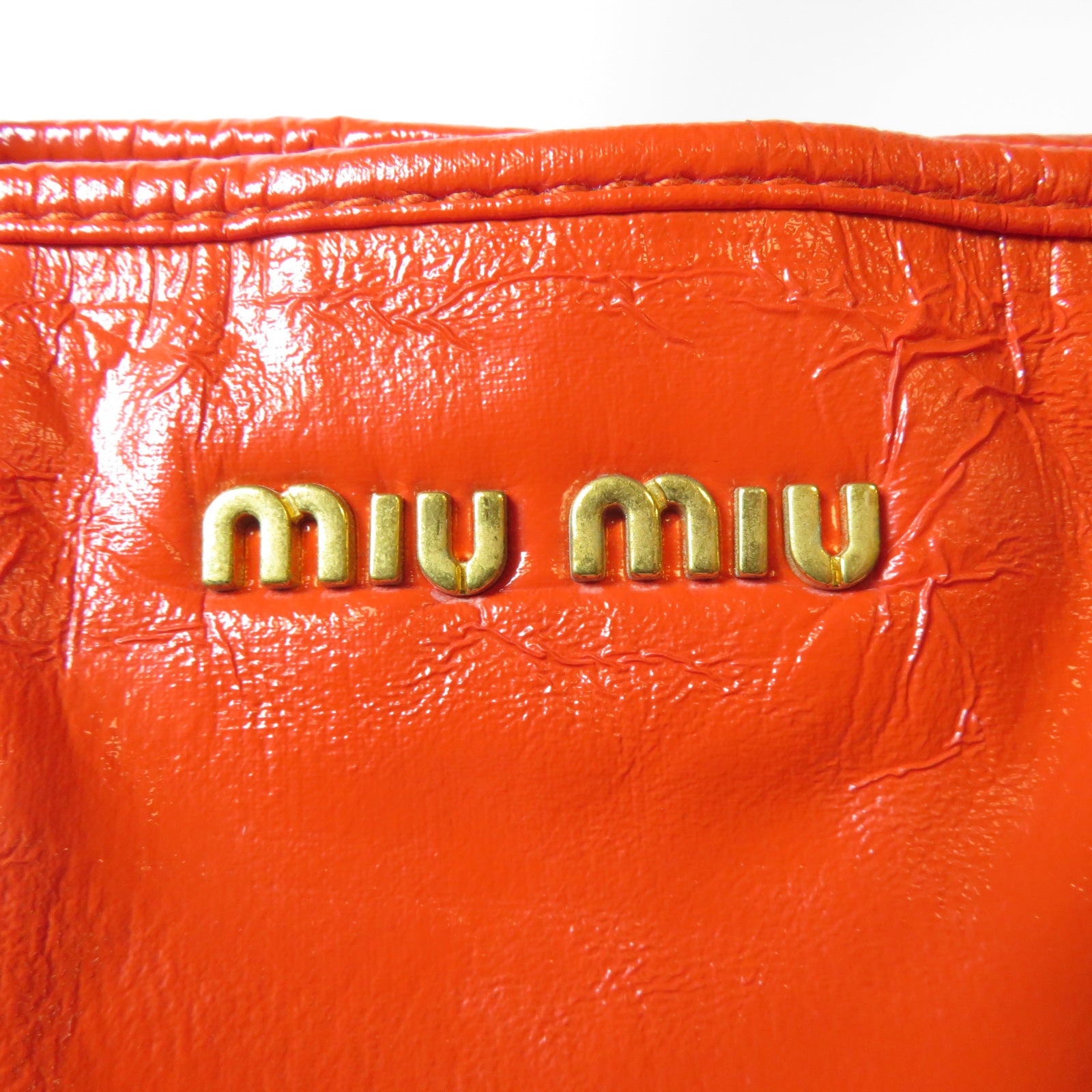 Miu Miu 漆皮皮革Tote Bag金扣手挽袋橙色
