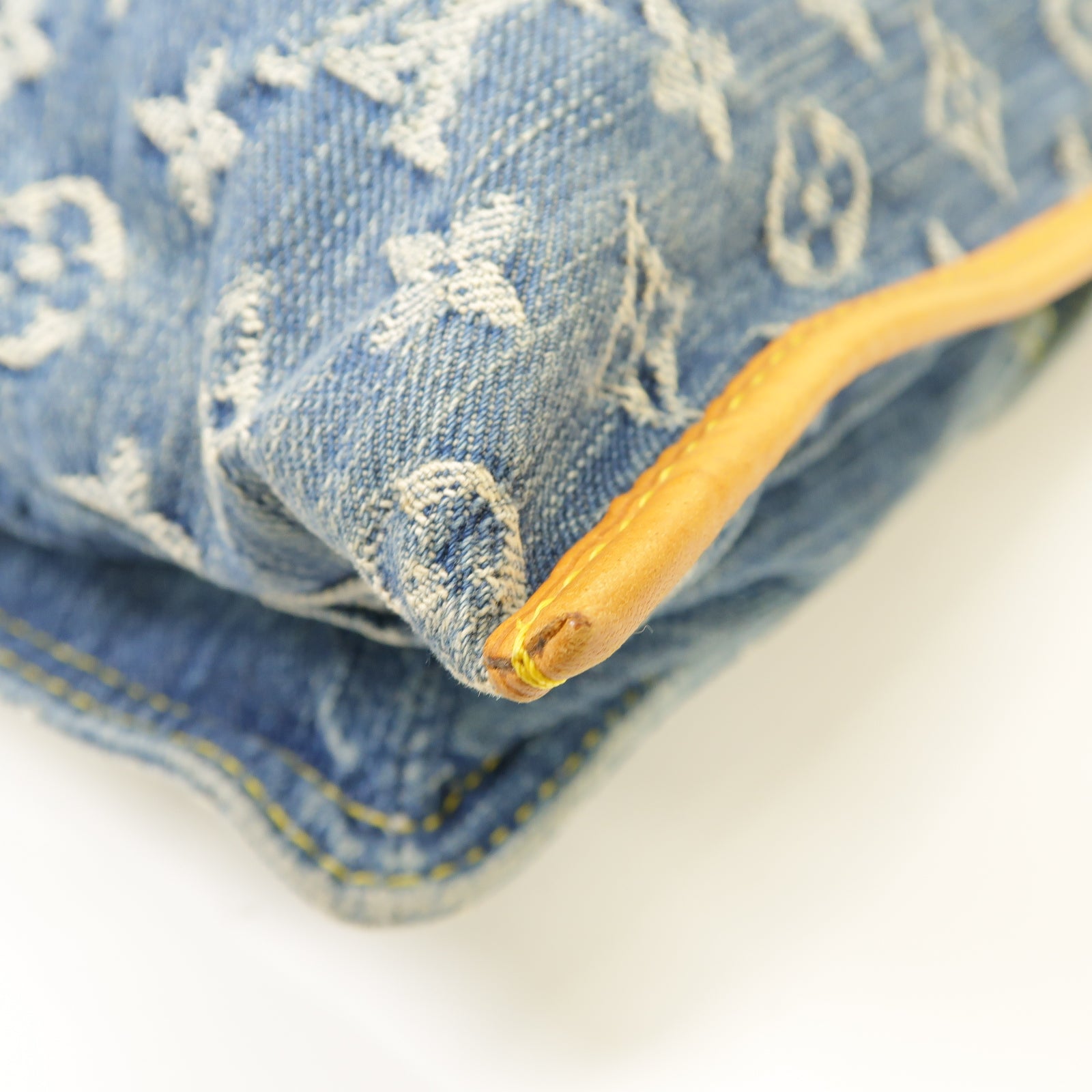 LOUIS VUITTON Monogram Denim Flat Shopper Tote金扣手挽袋藍色/啡色