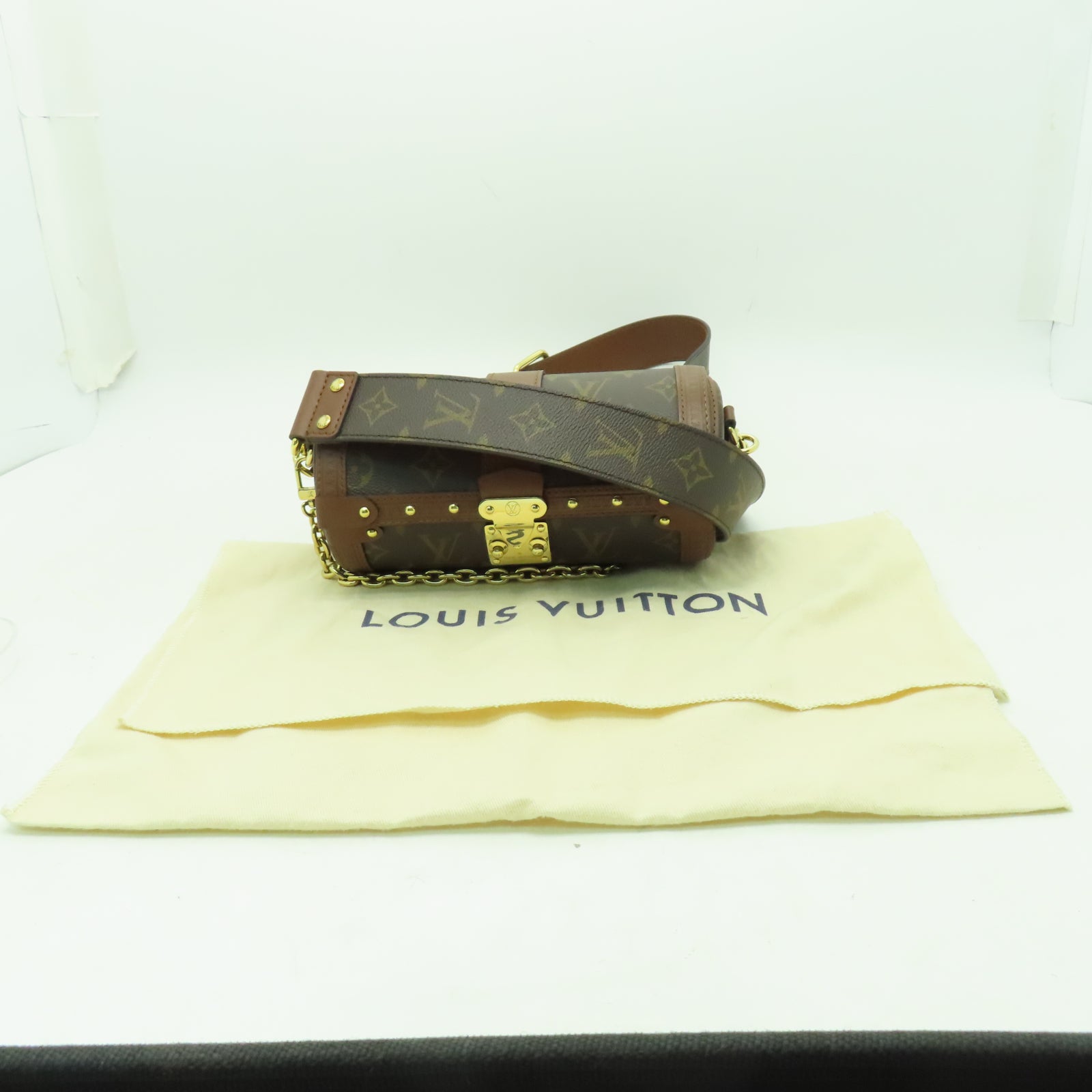 LOUIS VUITTON Monogram Papillon Trunk金扣手挽肩背兩用袋棕色