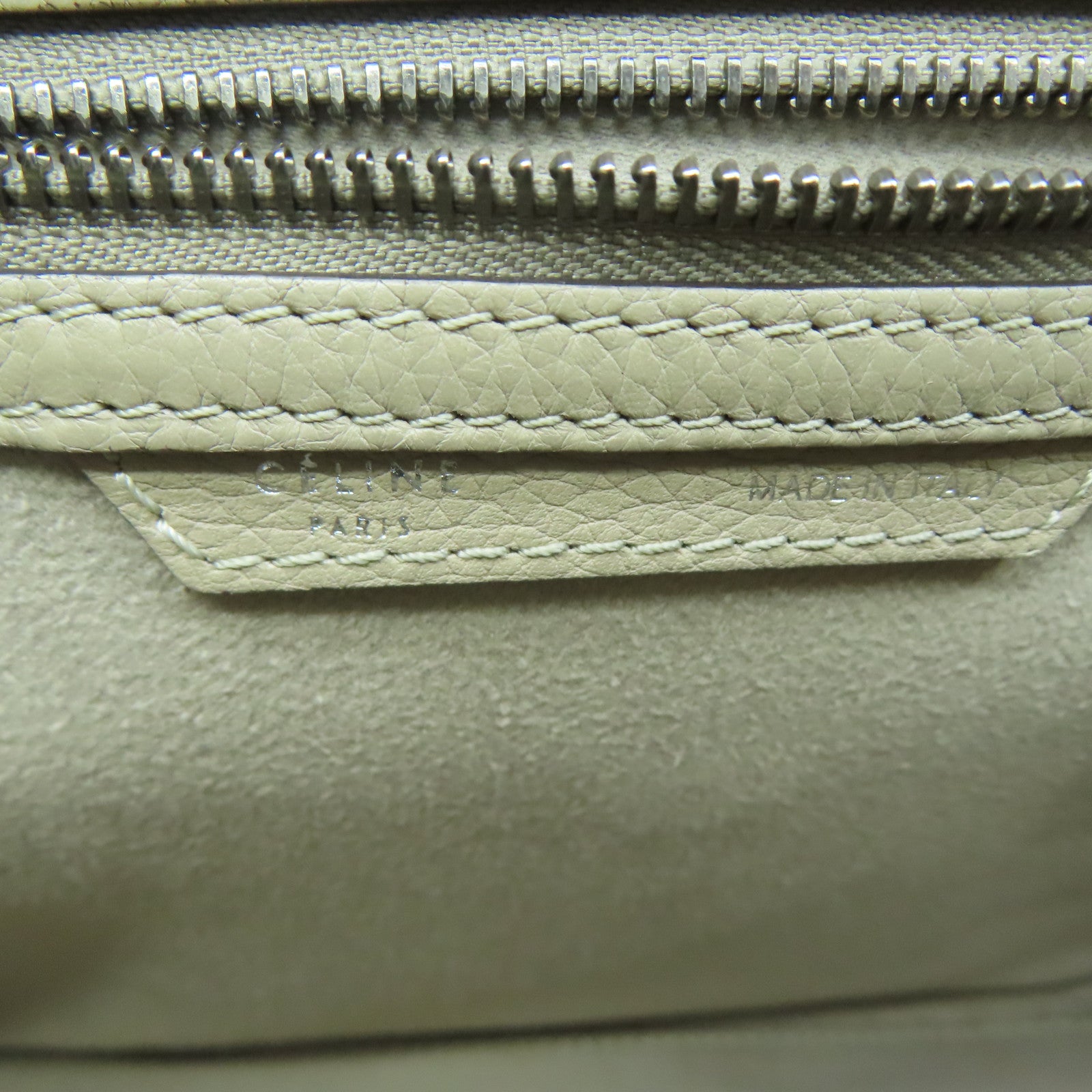 CELINE Cowhide Leather Micro Luggage Silver Buckle Handle Bag Gray