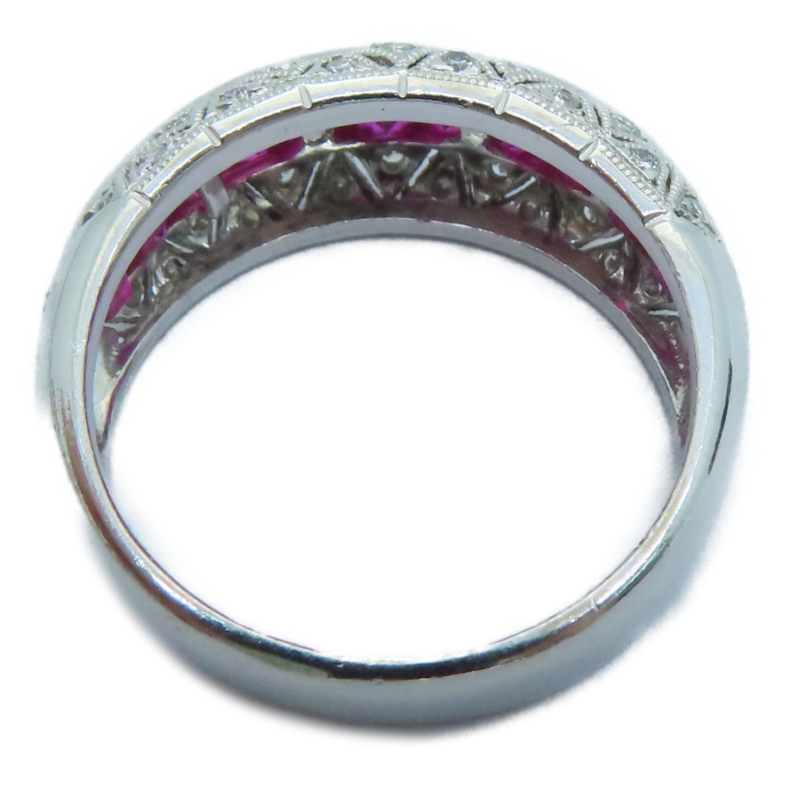 JEWELRY 18K白金Ruby Diamond Ring1.61ct红宝石/0.15ct钻石戒指US#6