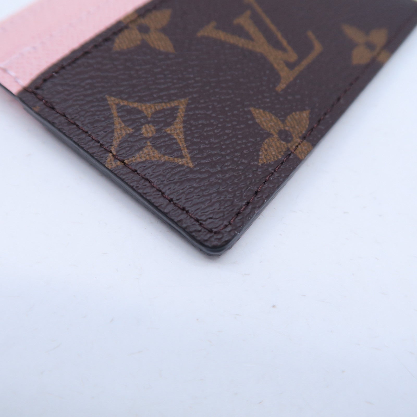 LOUIS VUITTON Monogram Charms Card Holder金扣卡片套啡色/粉紅色