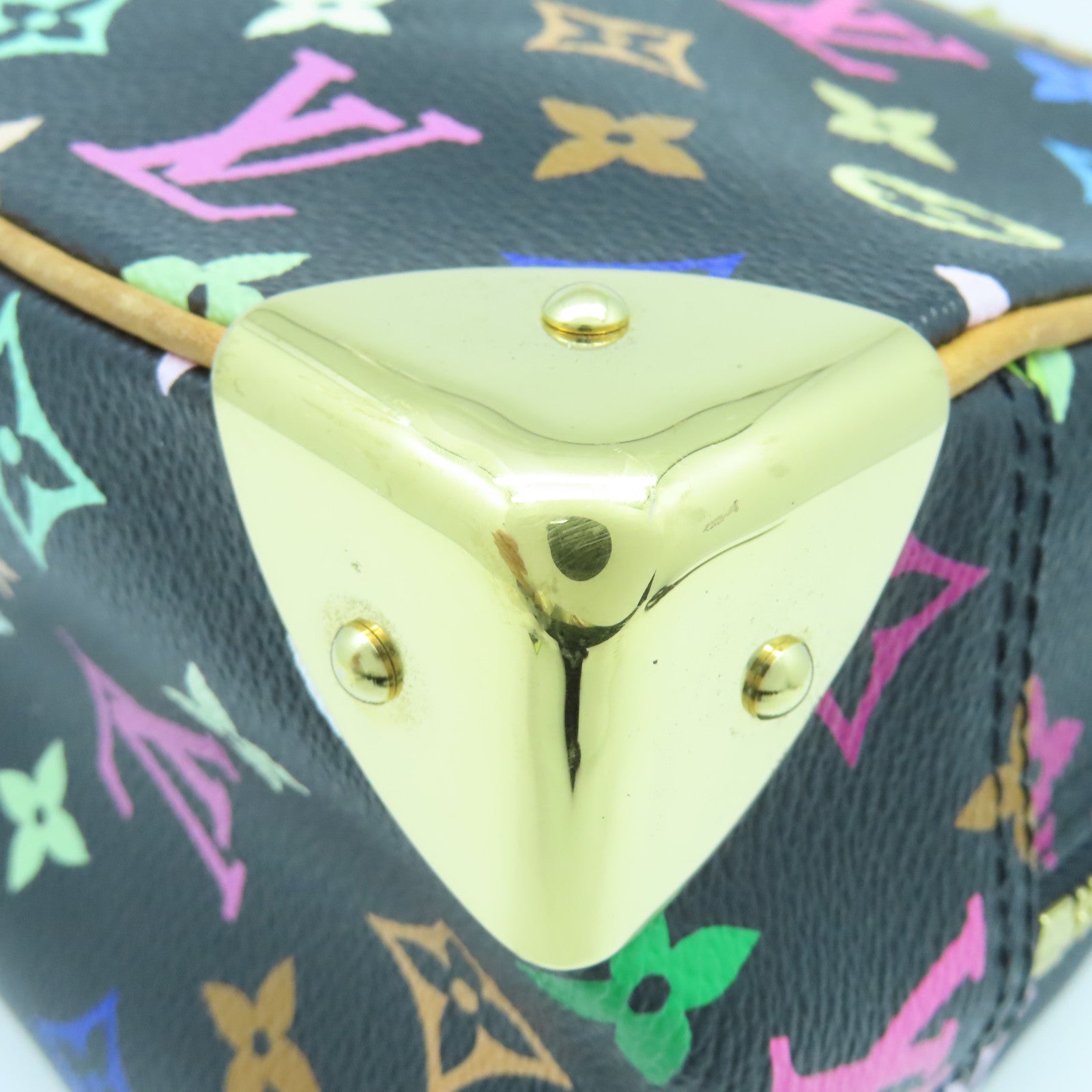 LOUIS VUITTON Monogram Multicolore Trouville金扣手挽袋黑色/彩色
