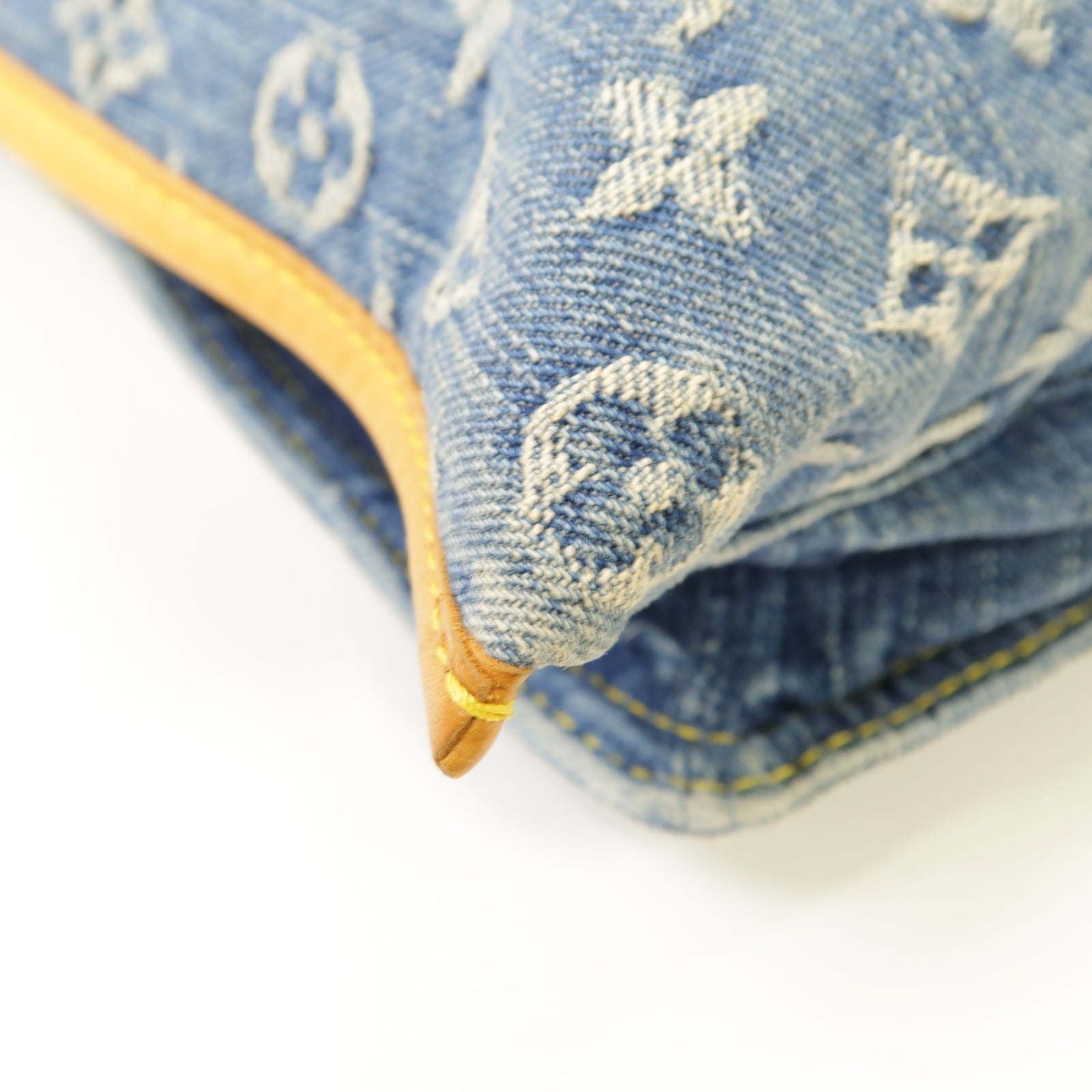 LOUIS VUITTON Monogram Denim Flat Shopper Tote金扣手挽袋藍色/啡色