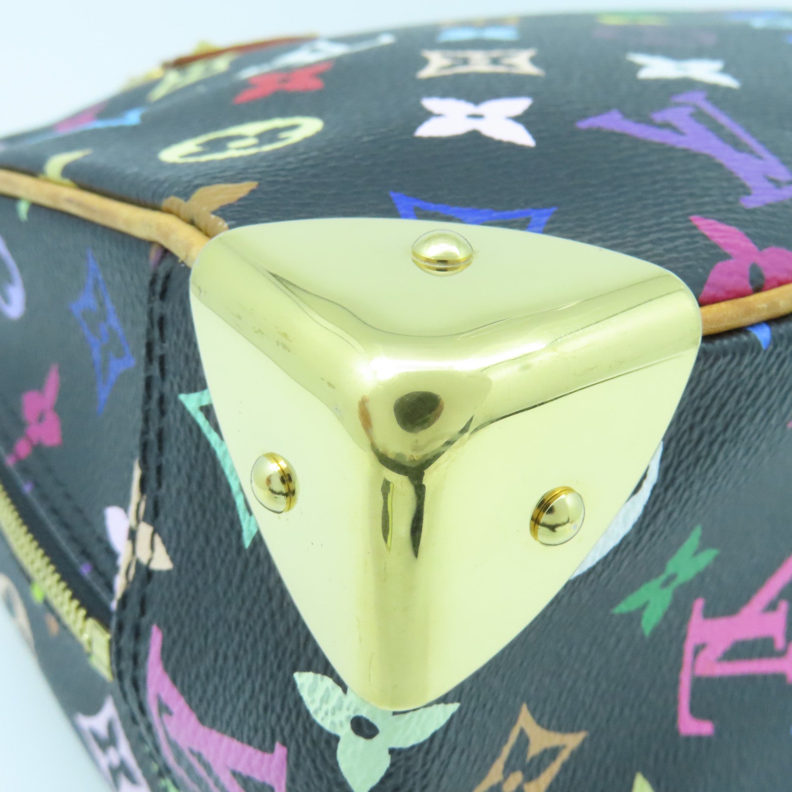 LOUIS VUITTON Monogram Multicolore Trouville金扣手挽袋黑色/彩色