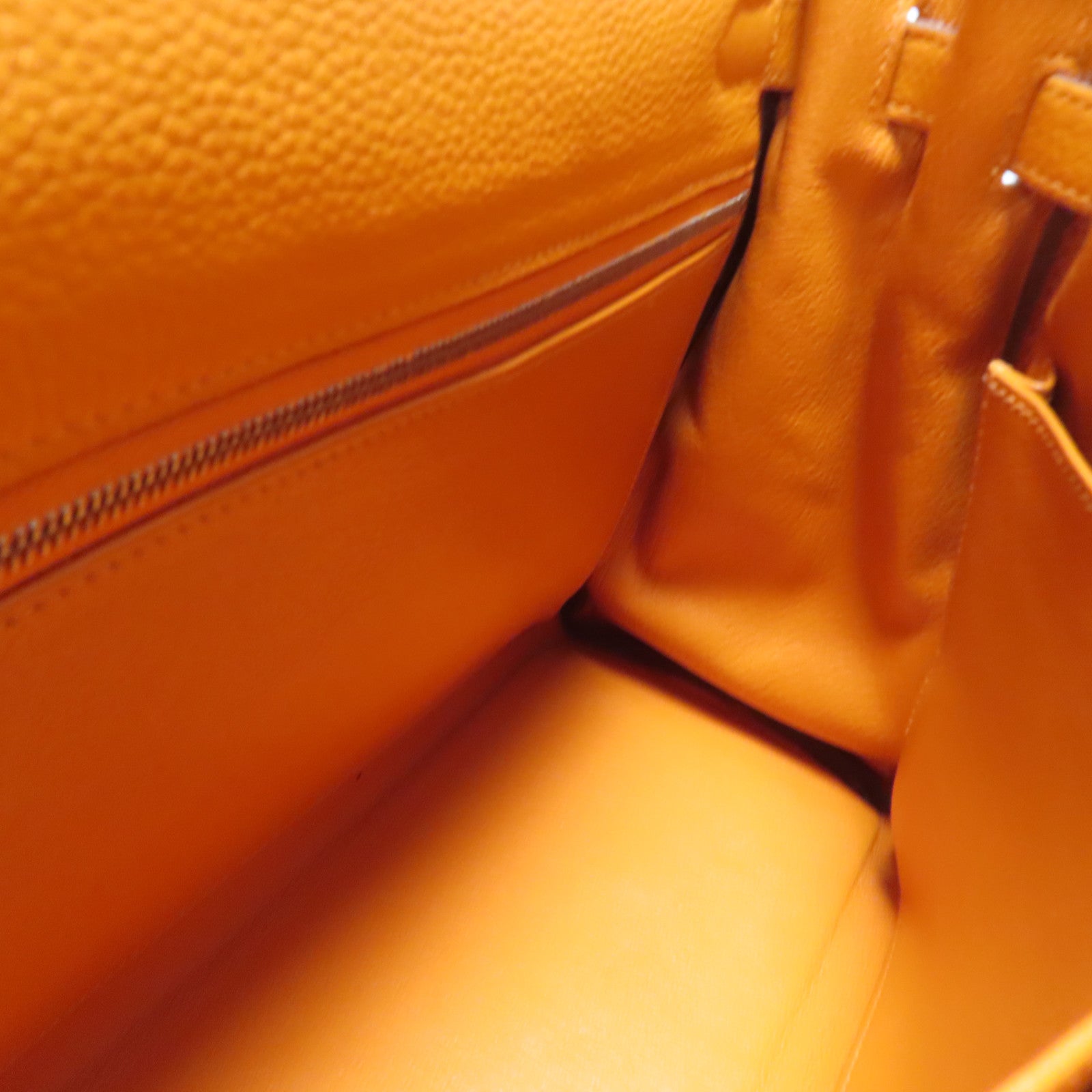 HERMES Clemence皮革Kelly 32銀扣手挽肩背兩用袋橙色