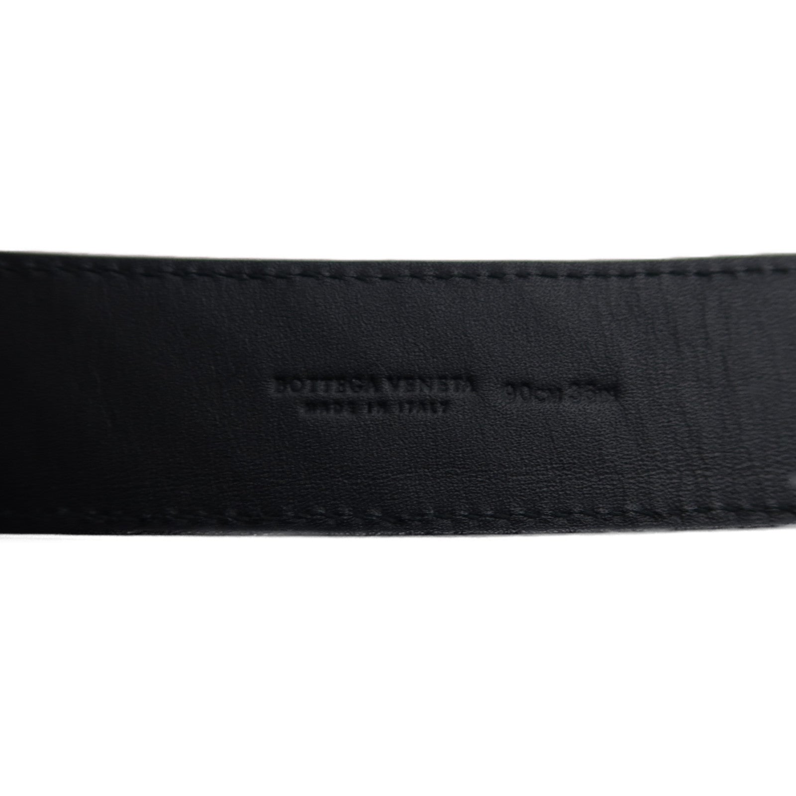 BOTTEGA VENETA 羊皮皮革Belt 90cm銀扣皮帶黑色