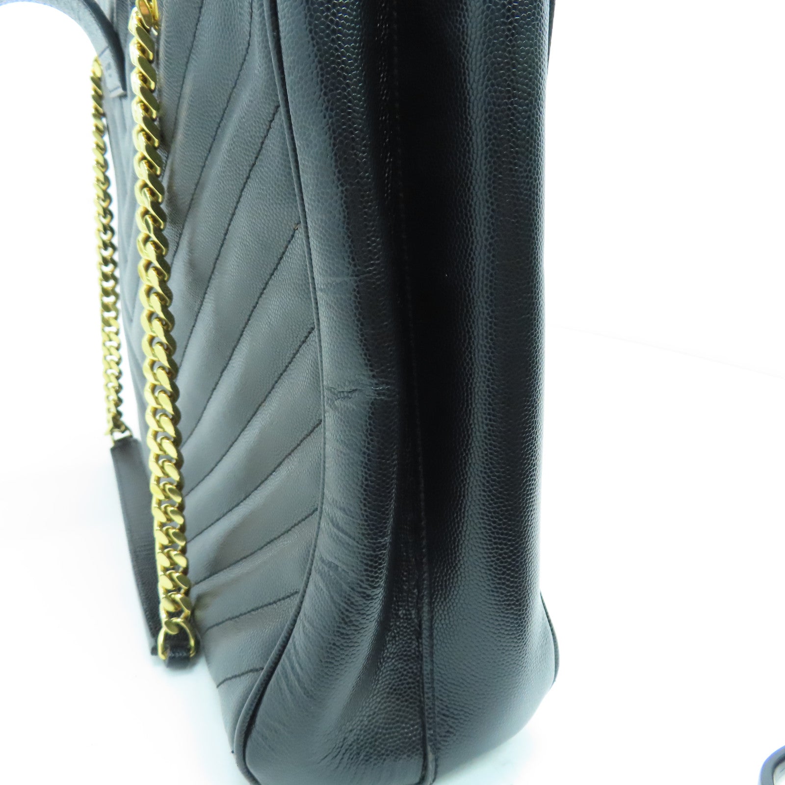 YVES SAINT LAURENT 牛皮皮革Chain Shoulder金扣肩背袋黑色