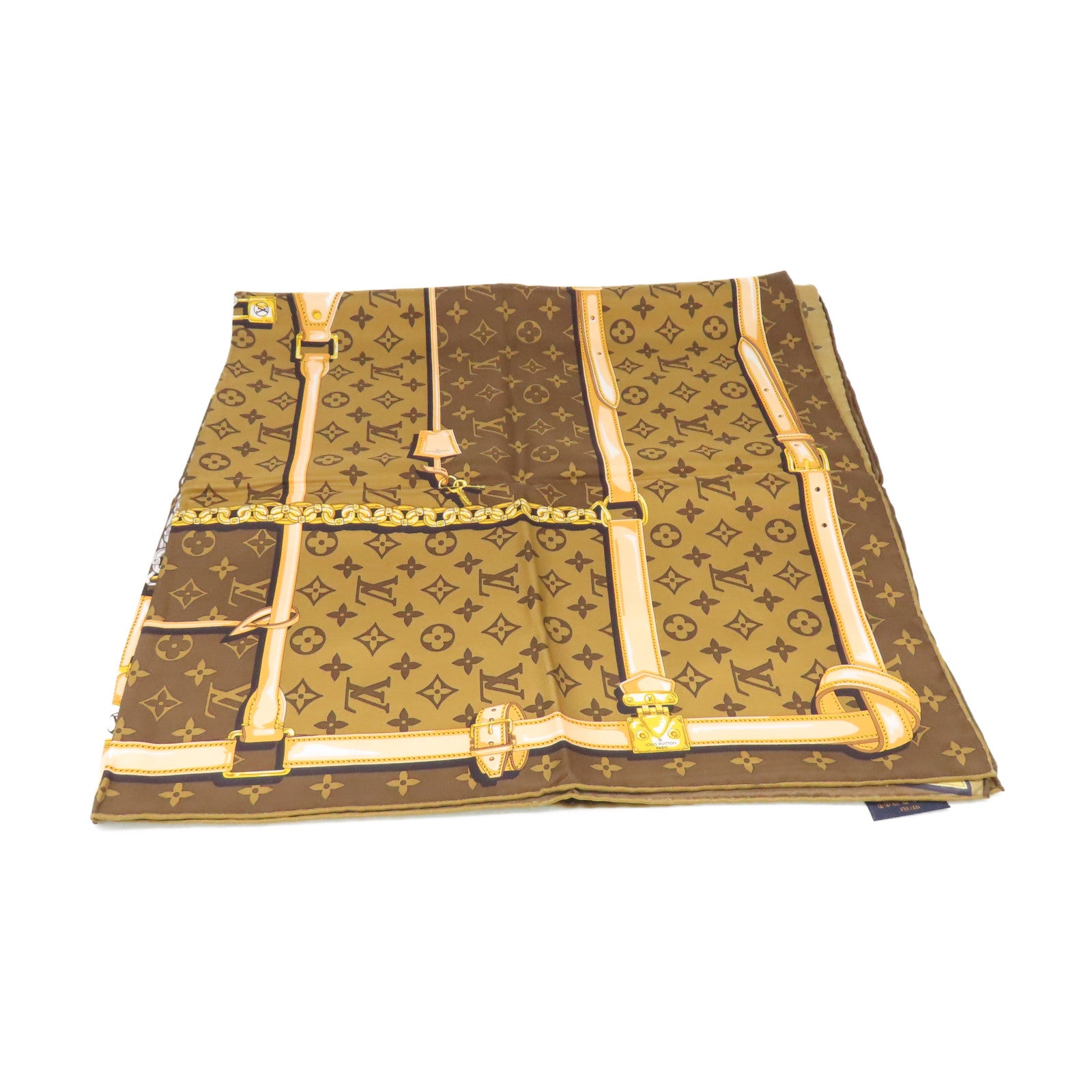 LOUIS VUITTON 絲質Monogram Confidential Square S00 Scarf絲巾啡色