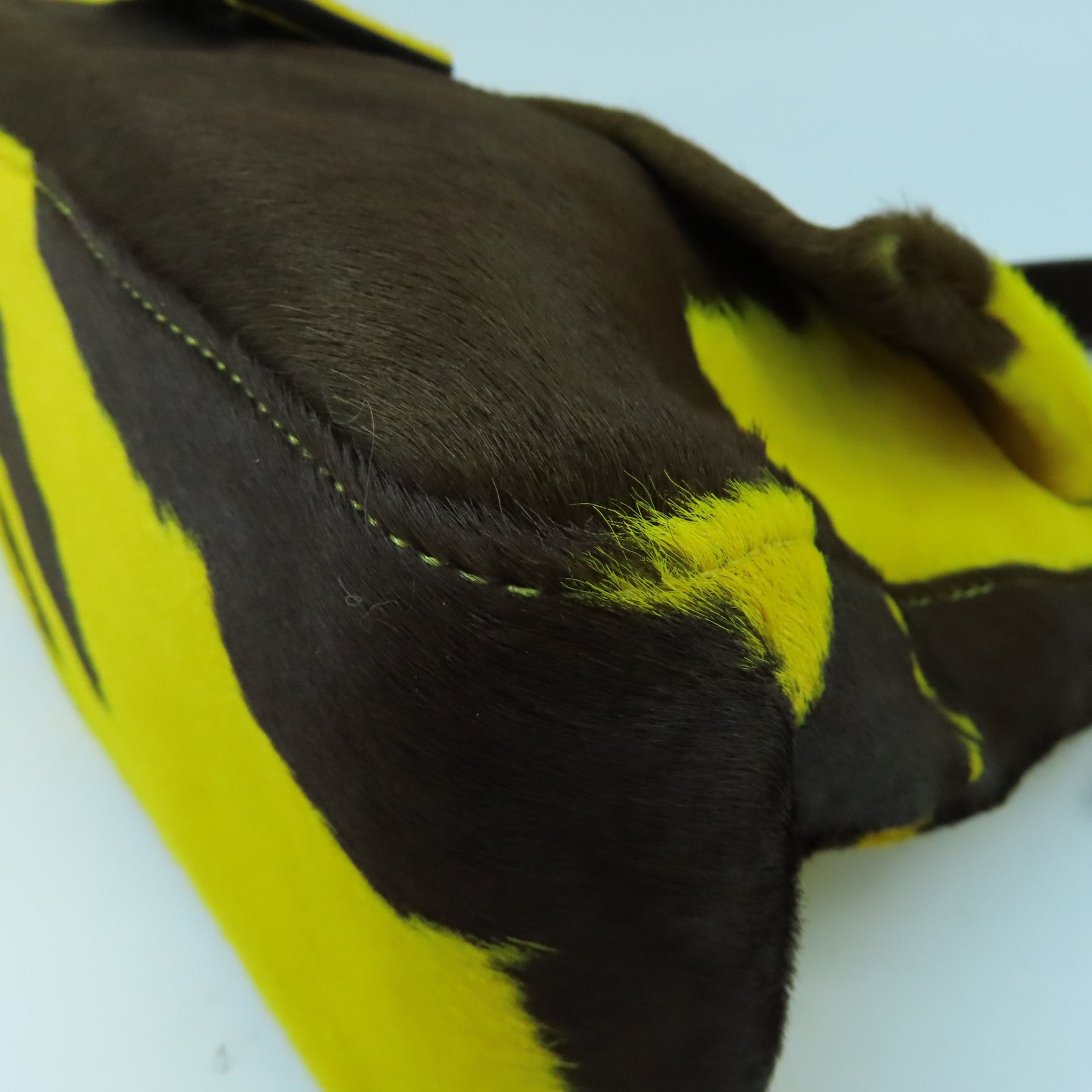 FENDI 馬毛Shoulder Bag銀扣手挽袋黃色/啡色