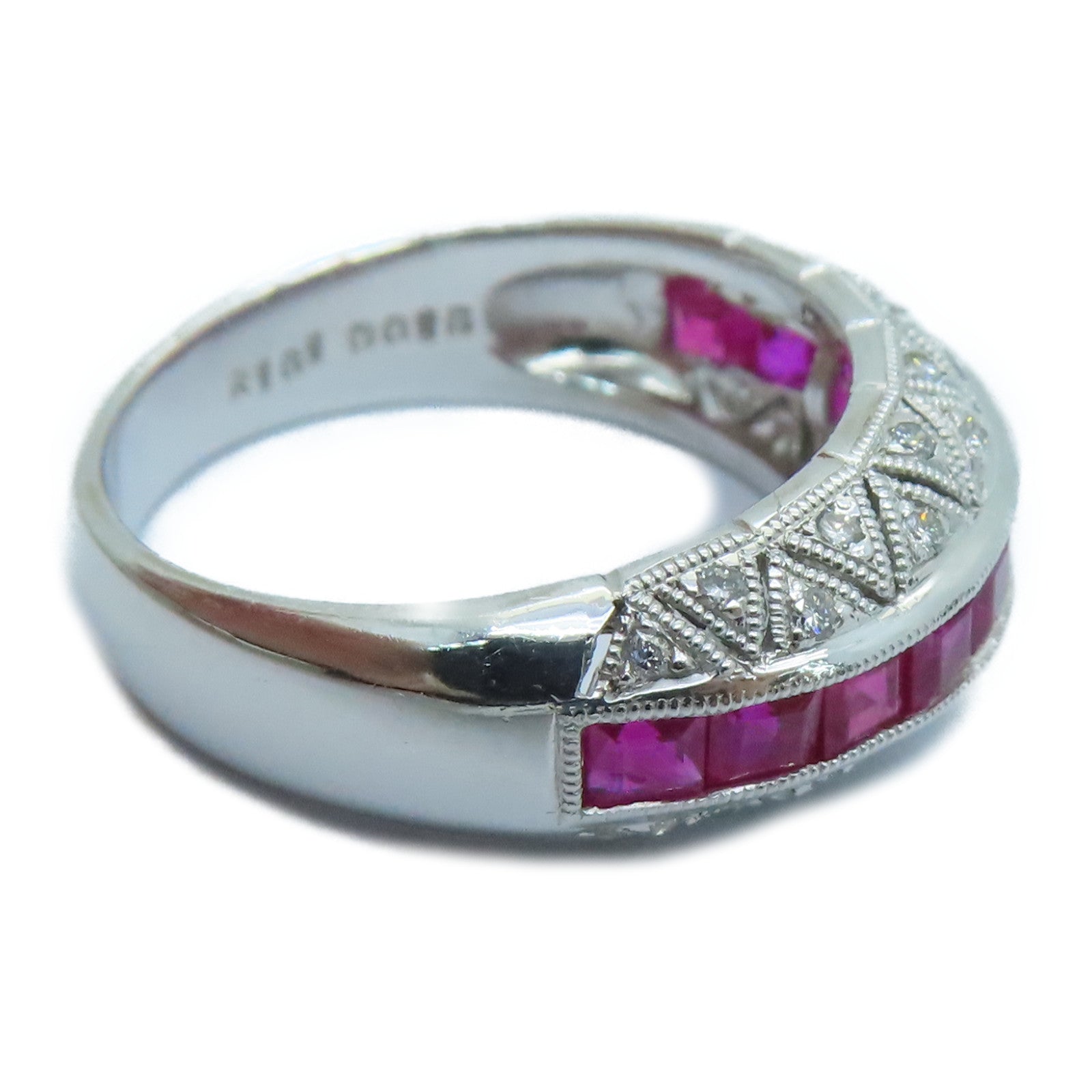 JEWELRY 18K白金Ruby Diamond Ring1.61ct红宝石/0.15ct钻石戒指US#6