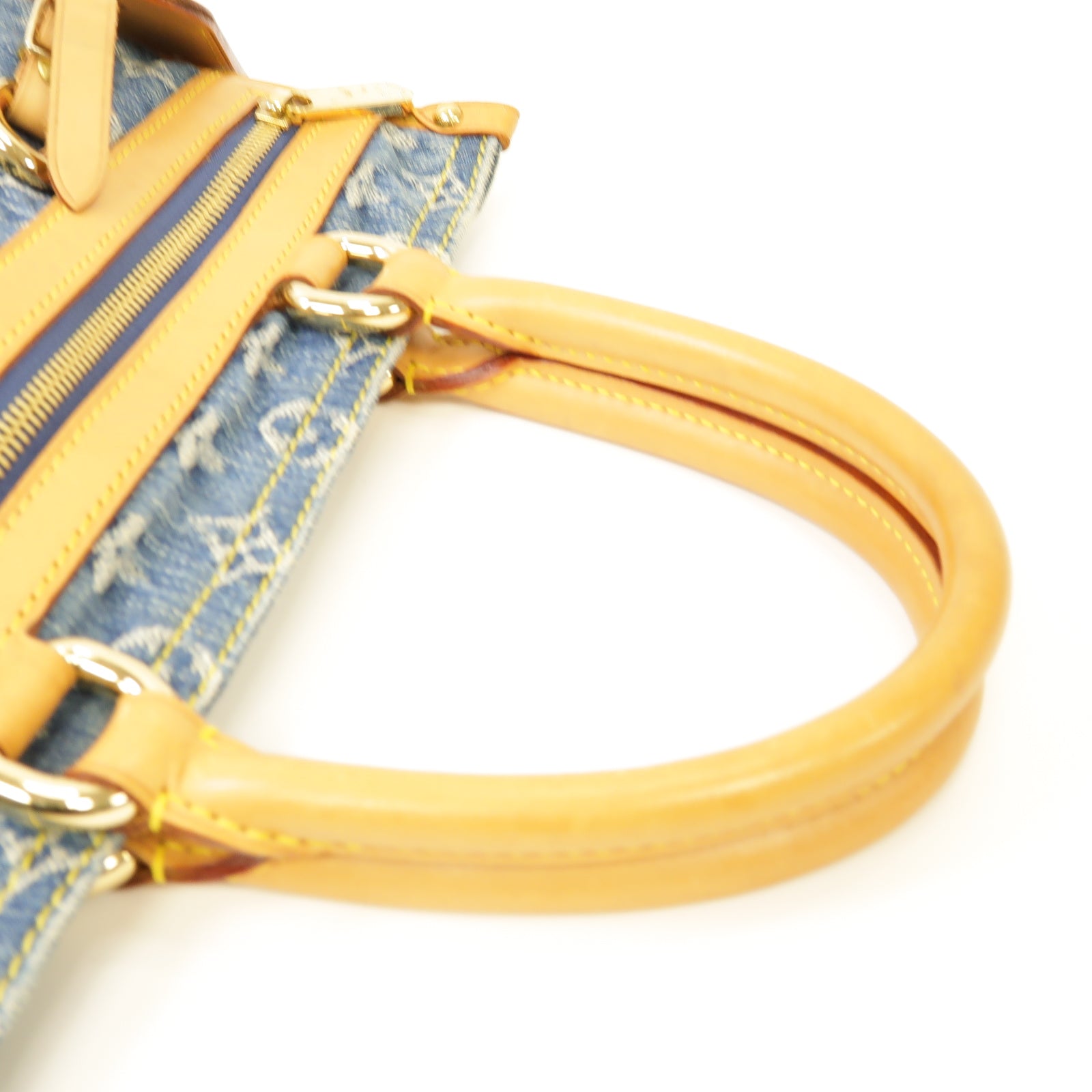 LOUIS VUITTON Monogram Denim Flat Shopper Tote金扣手挽袋藍色/啡色