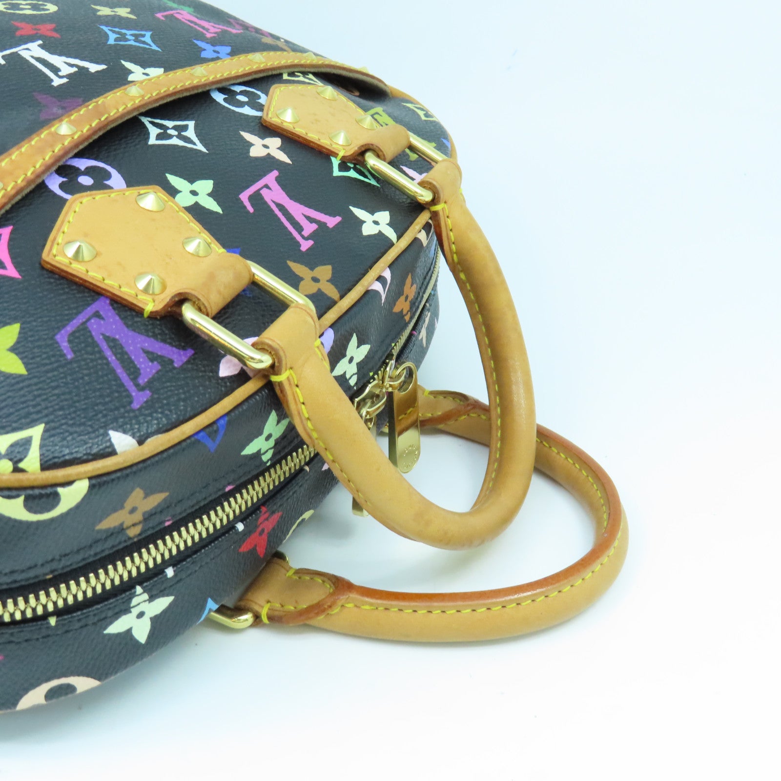 LOUIS VUITTON Monogram Multicolore Trouville金扣手挽袋黑色/彩色