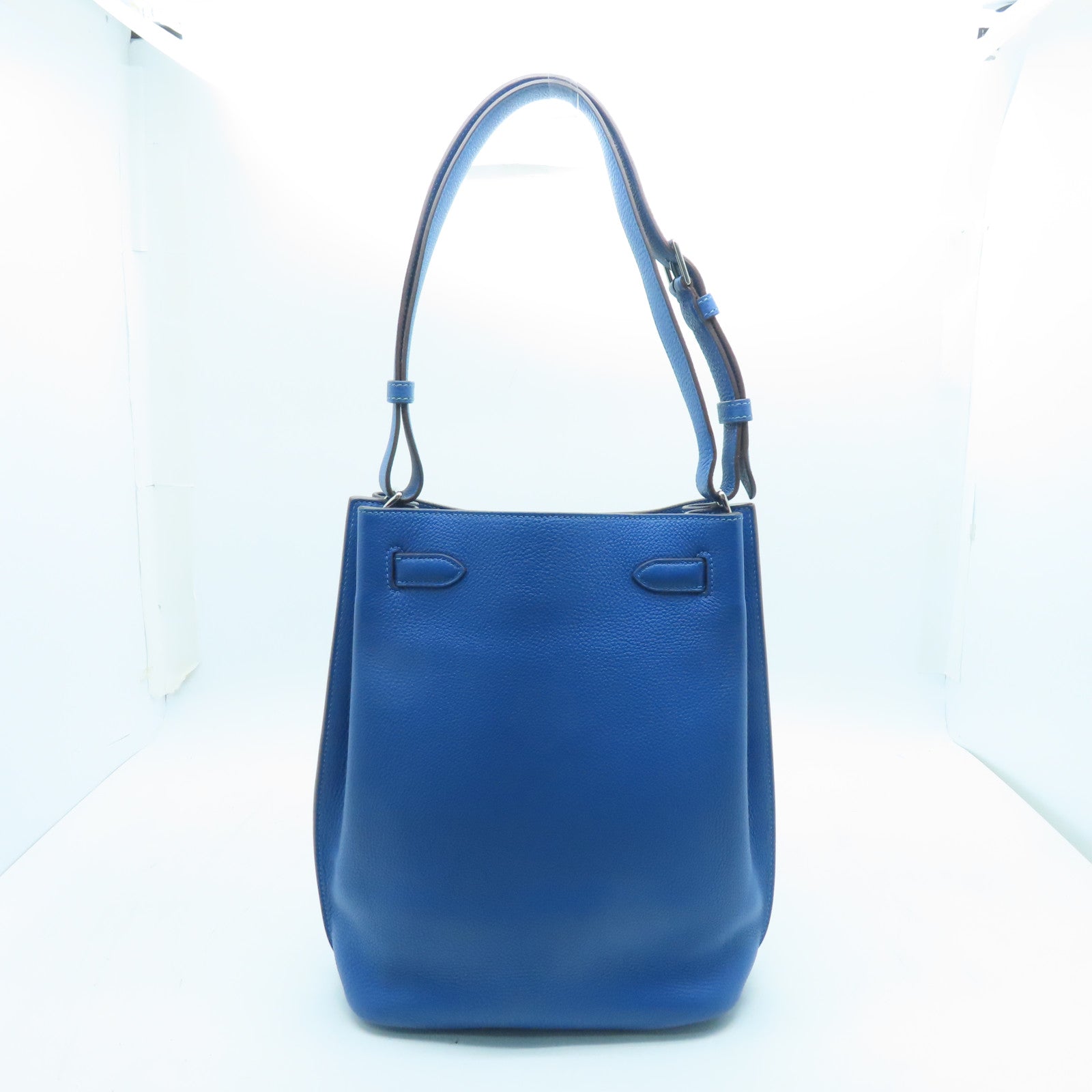 HERMES Togo皮革So Kelly 22銀扣肩背袋藍色