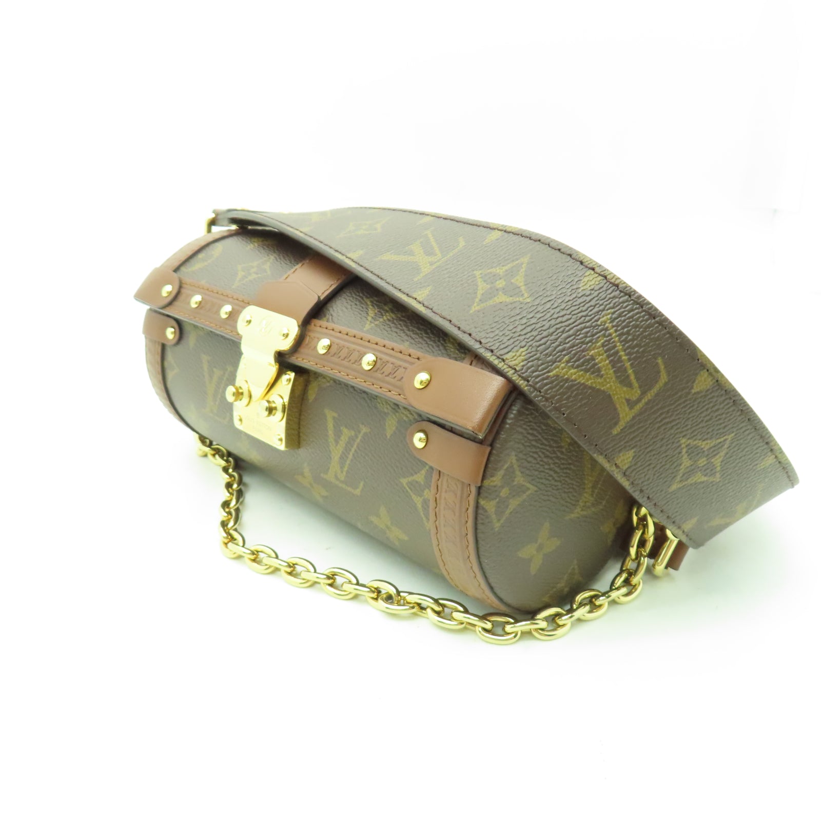 LOUIS VUITTON Monogram Papillon Trunk金扣手挽肩背兩用袋棕色
