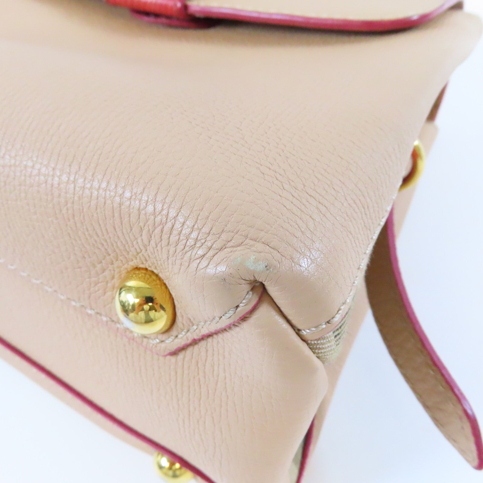 BURBERRY 牛皮皮革2 Way Shoulder Bag金扣手挽肩背兩用袋紅色/米色