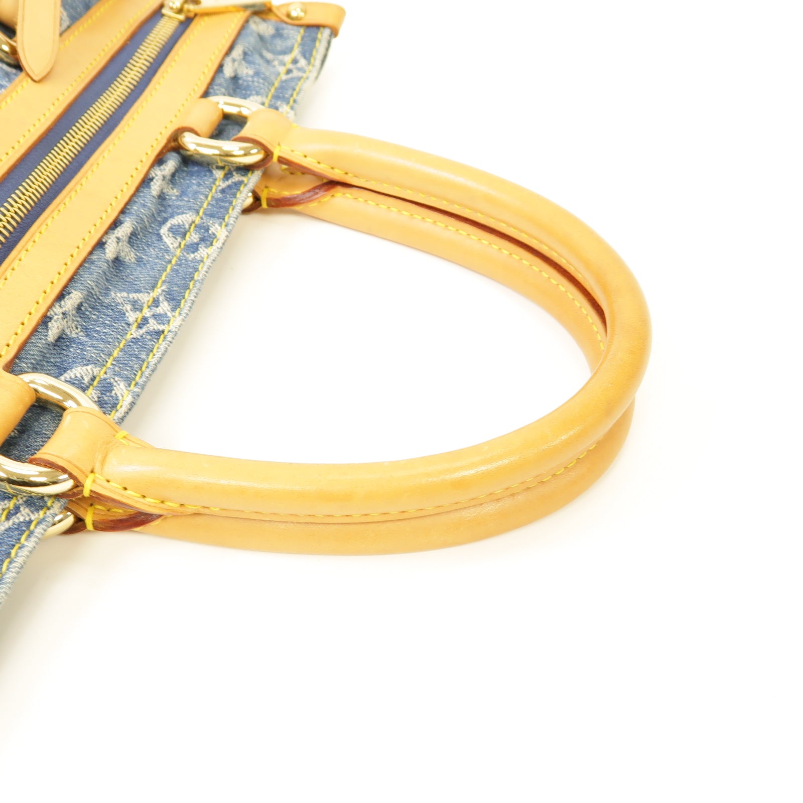 LOUIS VUITTON Monogram Denim Flat Shopper Tote金扣手挽袋藍色/啡色