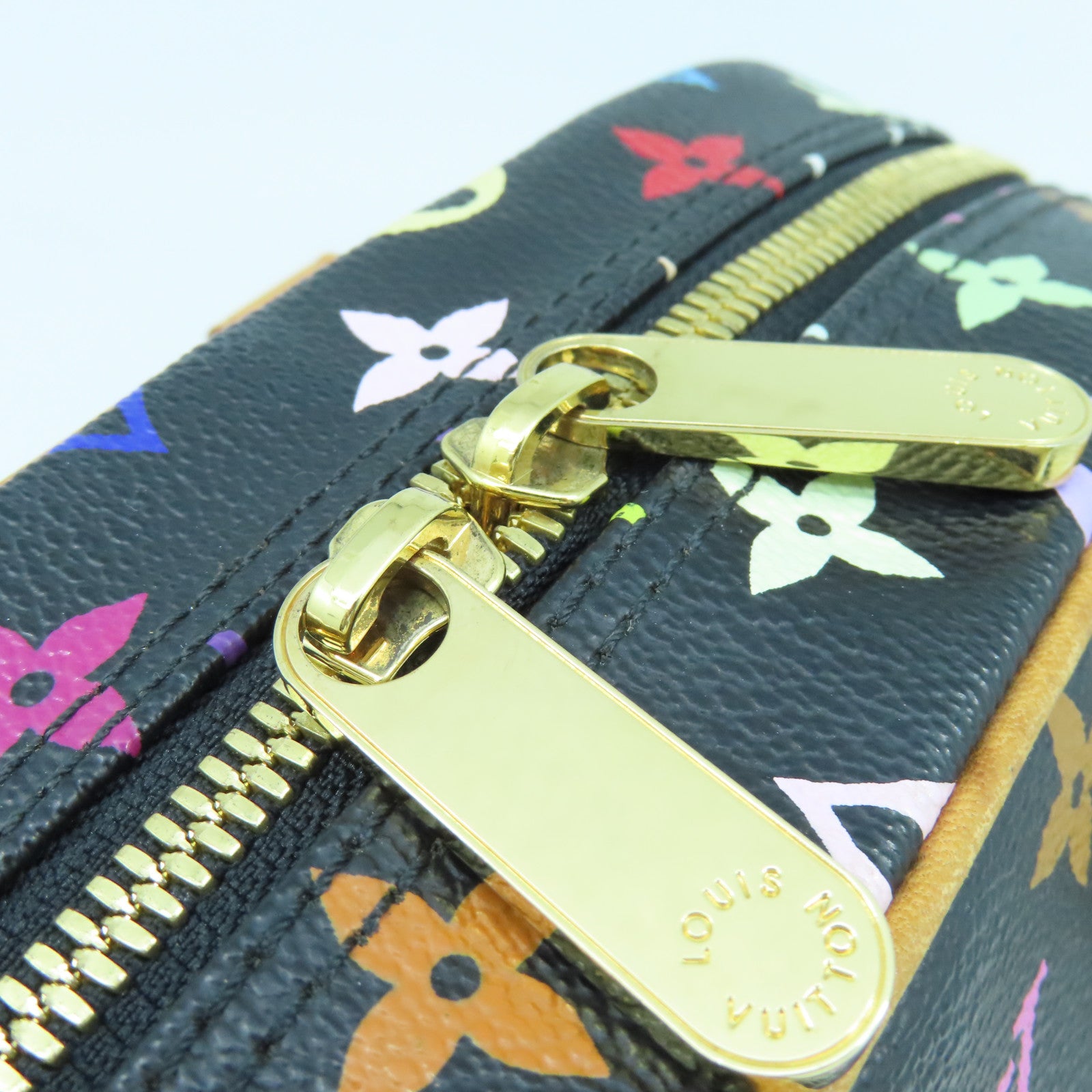 LOUIS VUITTON Monogram Multicolore Trouville金扣手挽袋黑色/彩色
